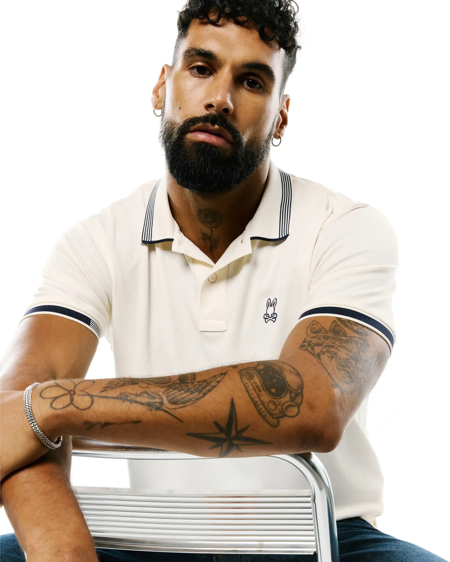 Psycho Bunny Men's Polos Timmy Performance polo bianca regular