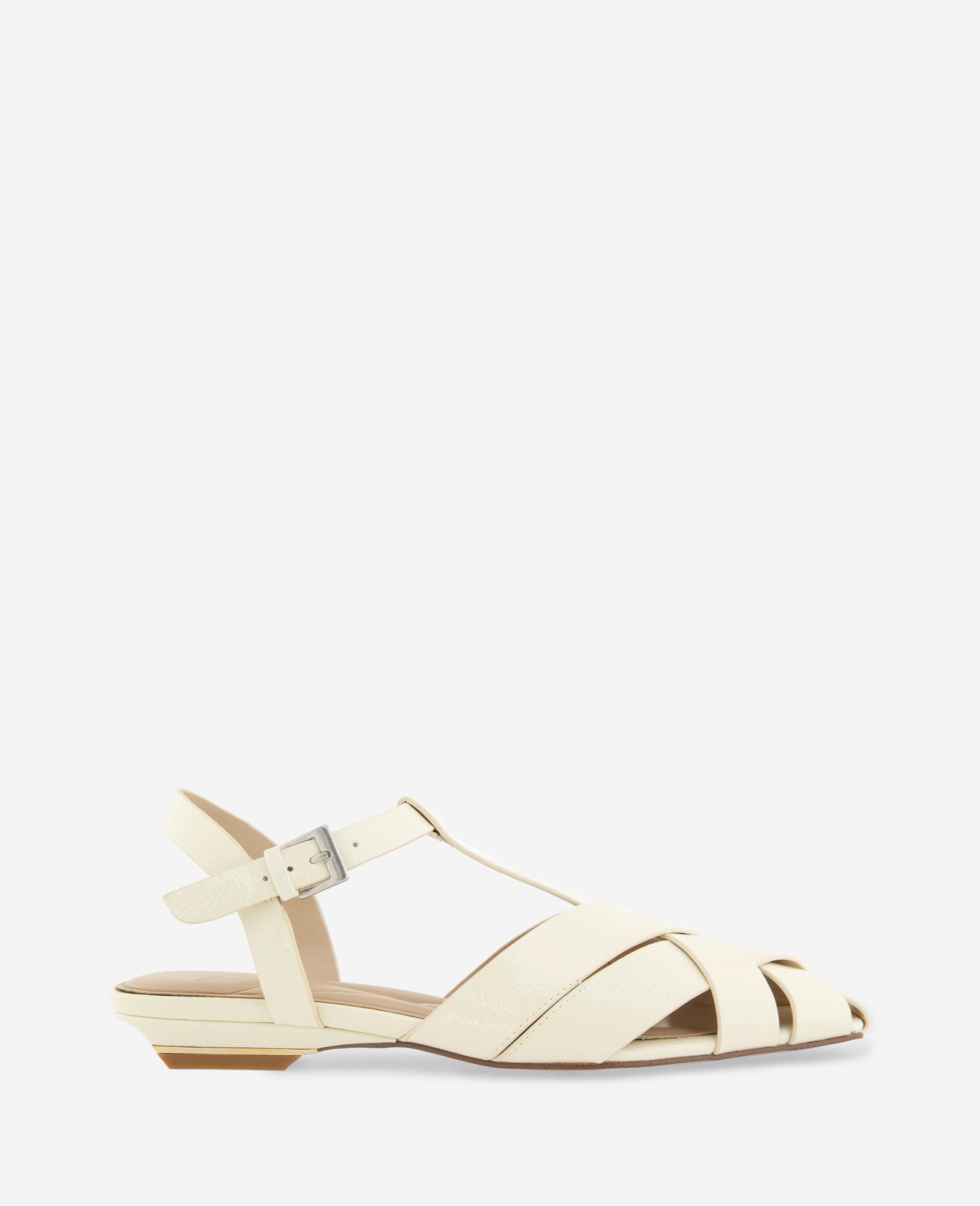 Kenneth Cole Reaction Shoes Bindy Woven Leather T-Strap Sandal sandalo beige pelle