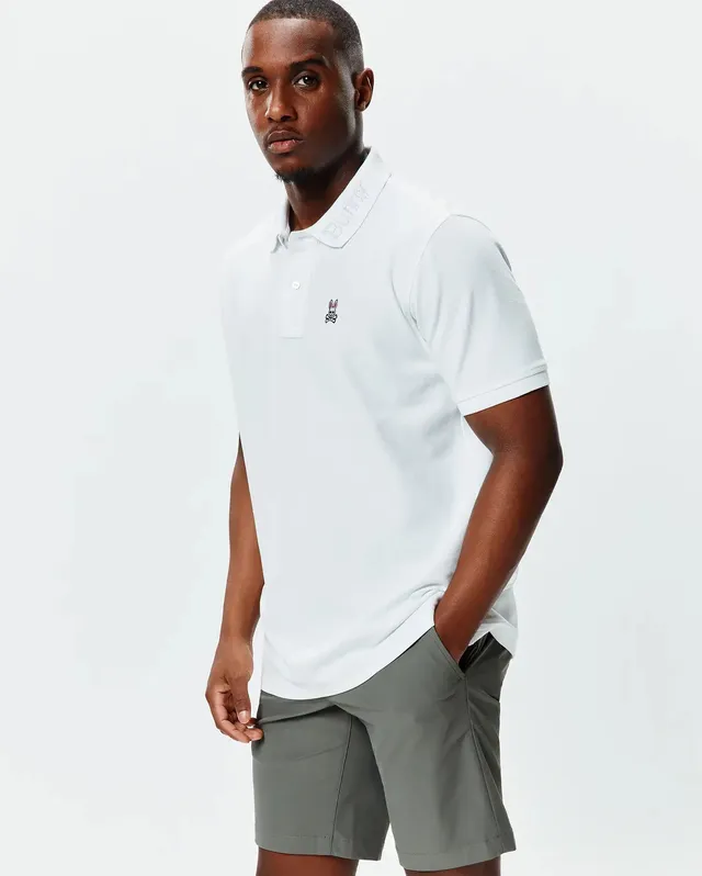 Psycho Bunny Men's Polos Prags polo piqué bianca in cotone Pima