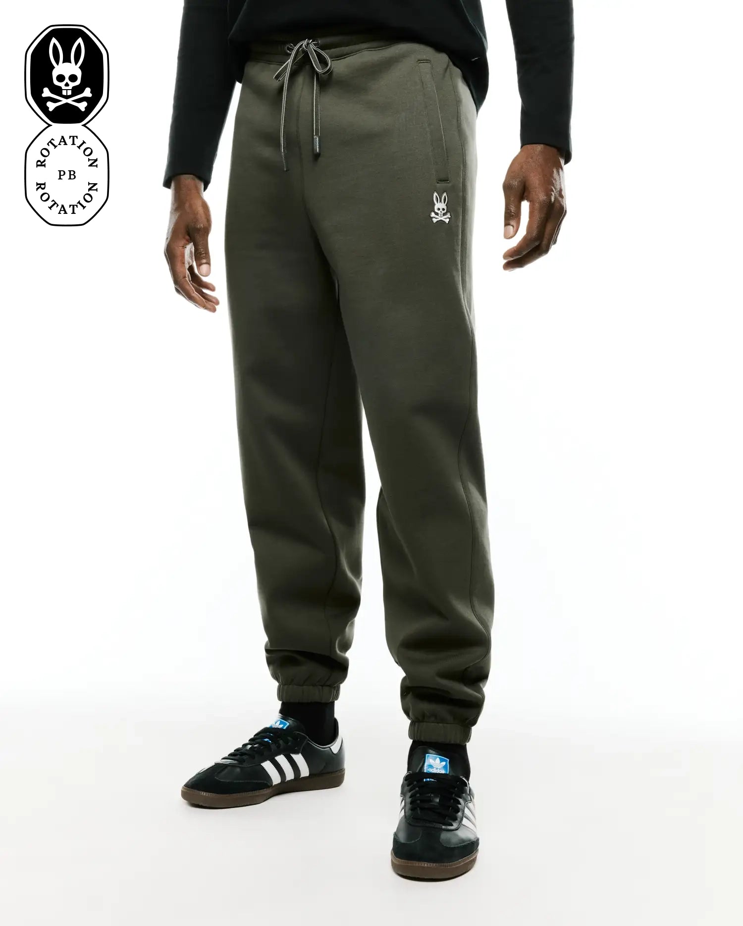 Psycho Bunny Men's Pants Terrence Fleece Joggers pantaloni verde Kambaba in felpa