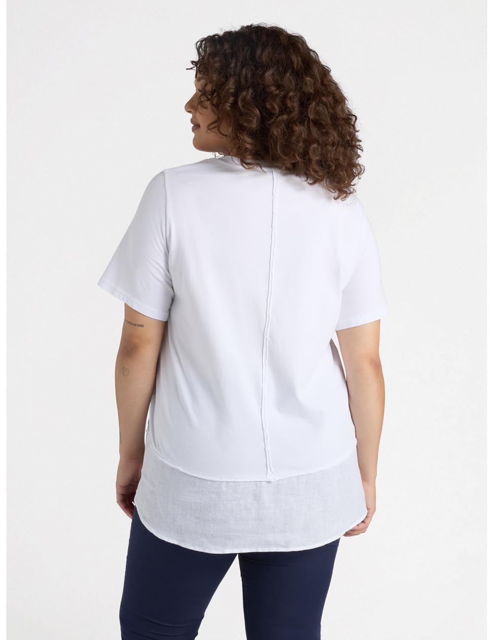 Fiorella Rubino Top e t-shirt T-Shirt Boxy in Due Tessuti cotone e lino