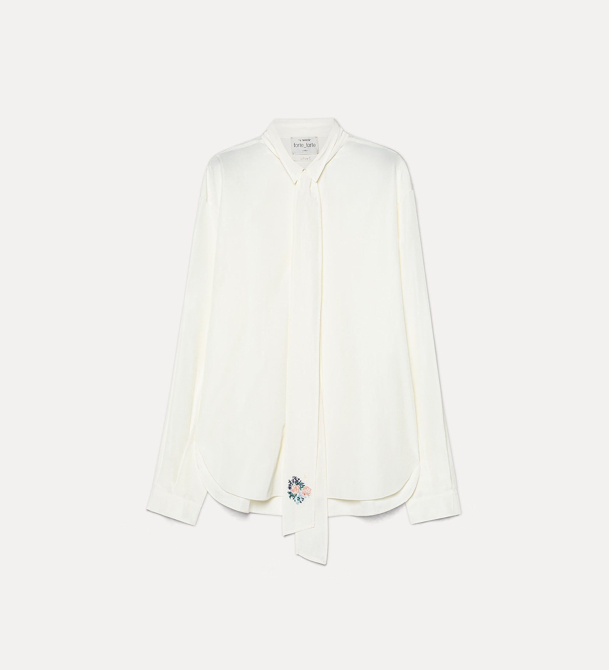 Forte camicie shirt with sash and bouquet embroidery camicia bianca
