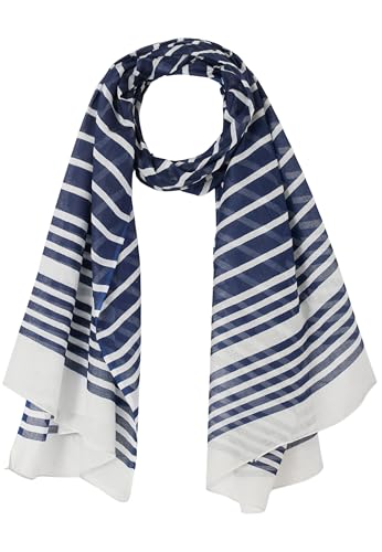 Damart Accessori sciarpa puro cotone blu a righe 180 x 100 cm