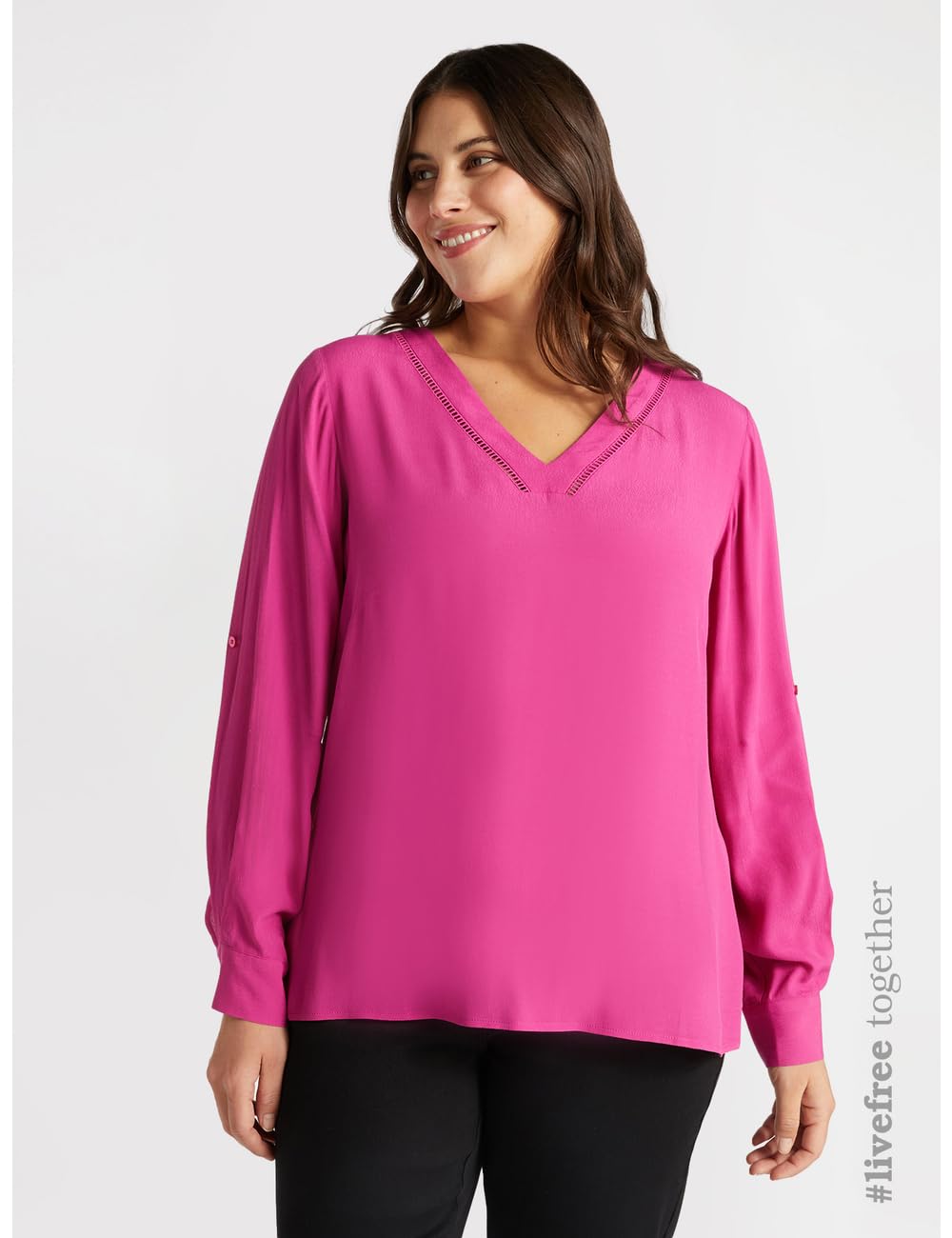 Fiorella Rubino Camicie e bluse Blusa Scollata a V con Viscosa LENZING ECOVERO blusa 48 Plus
