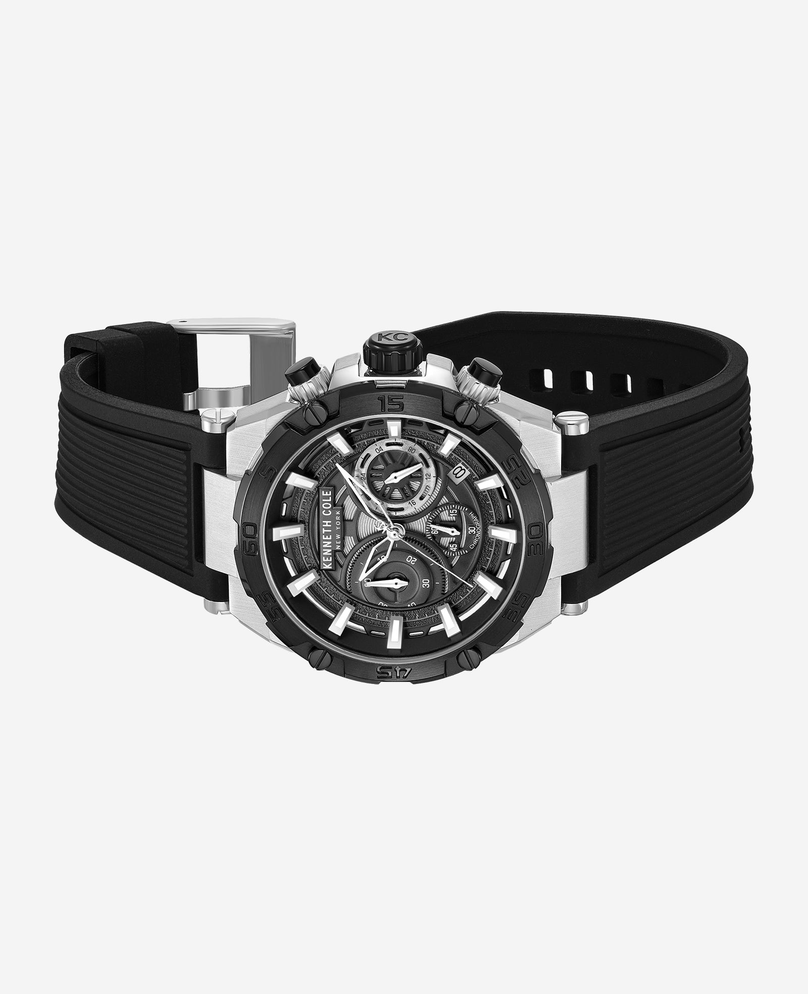 Kenneth Cole Reaction Watches Chronograph Sport Silicone Strap Watch orologio cronografo uomo nero