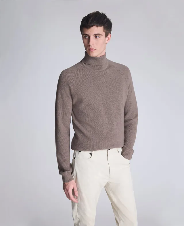 Kenneth Cole Reaction Foldover Turtleneck maglione marrone mélange