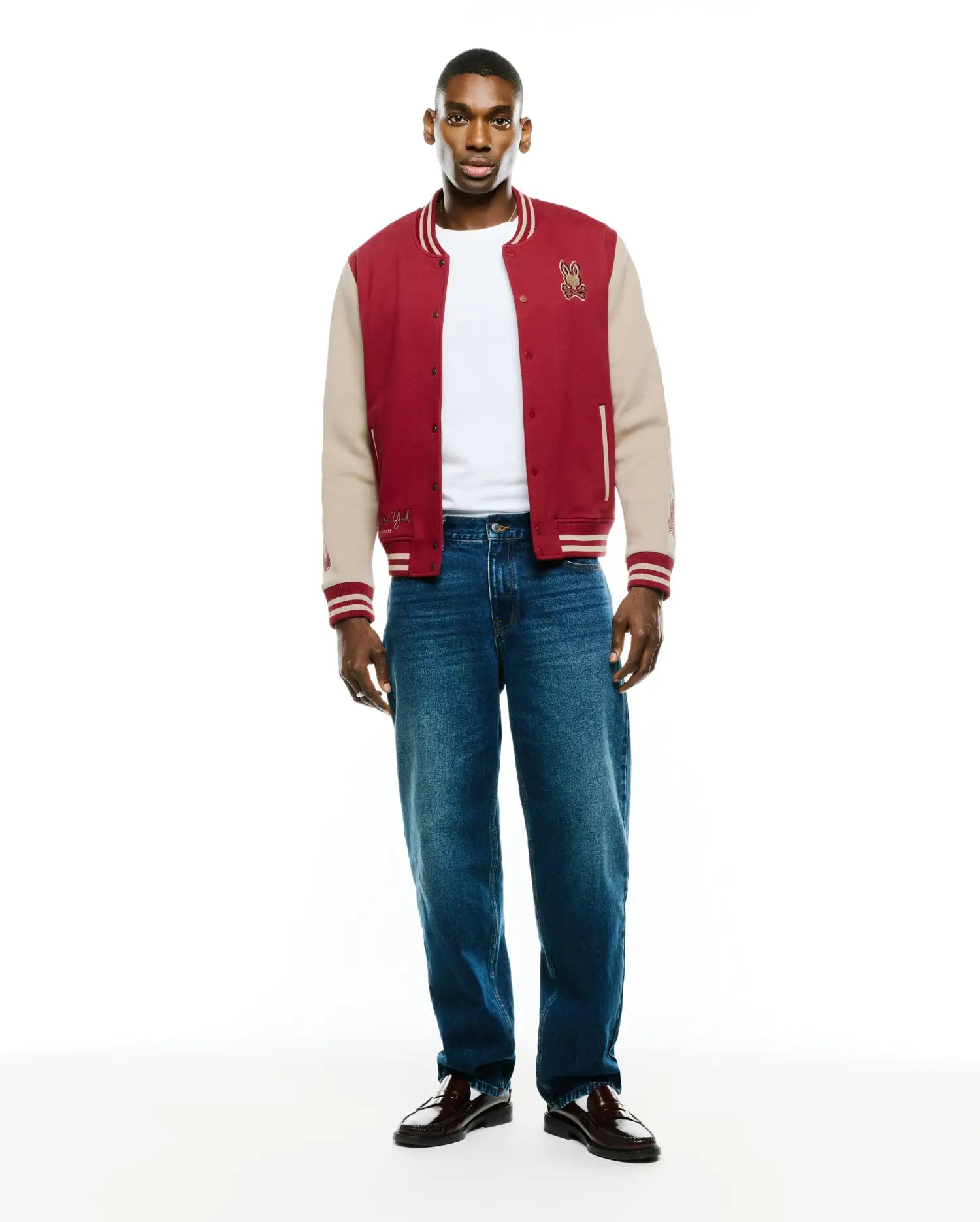 Psycho Bunny Jackets Men's Reilly Varsity Bomber Jacket bomber rosso