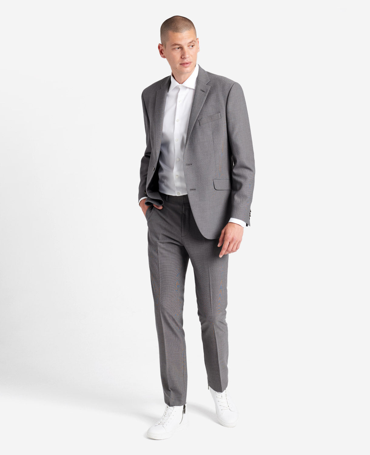 Kenneth Cole Reaction Clothing Slim-Fit Stretch Suit Separate Jacket giacca argento uomo