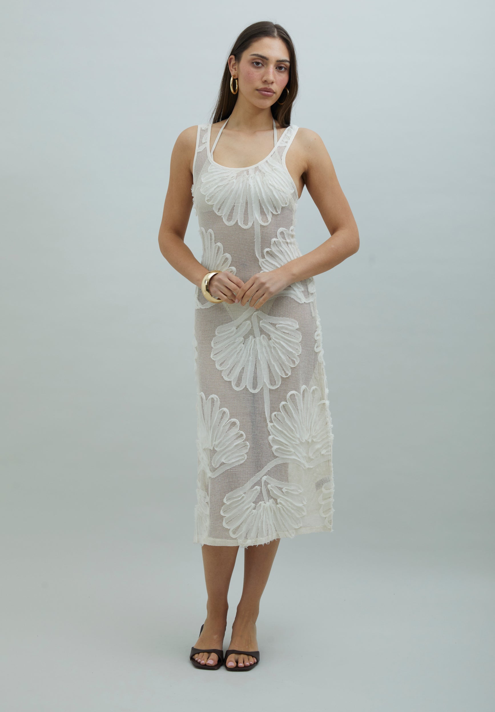 House Of Sunny Women's Dresses Seashells Applique Hockney Dress midi a righe