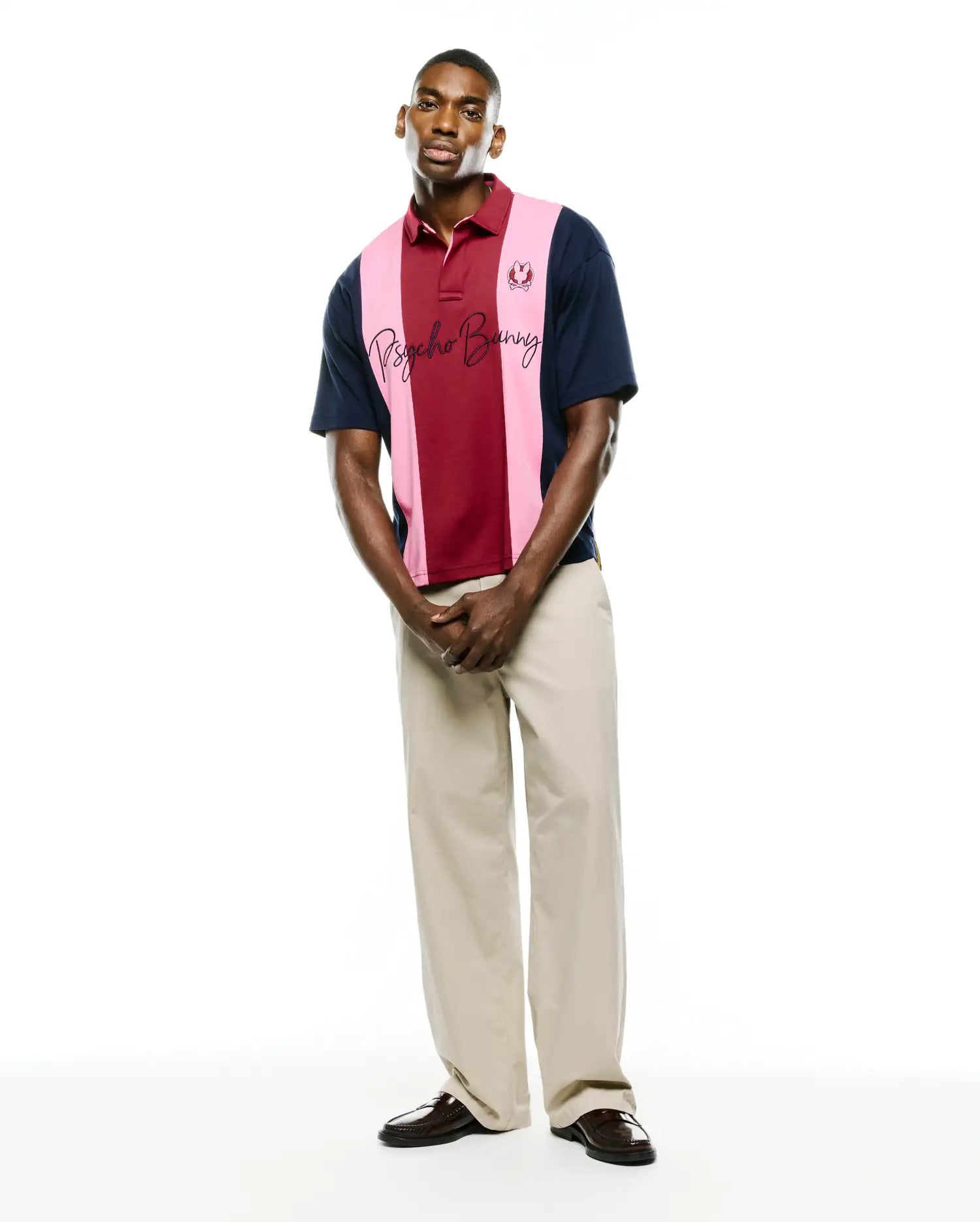 Psycho Bunny Men's Polos Chad Oversized Striped Polo polo rosso oversize