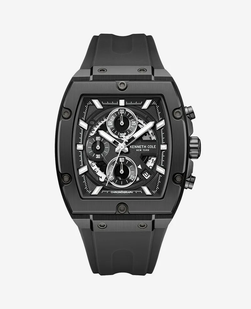 Kenneth Cole Reaction Watches Chronograph Sport Silicone Watch orologio nero silicone
