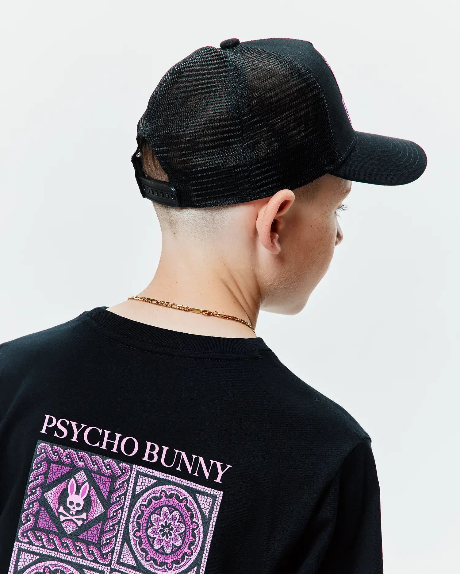 Psycho Bunny Kids Accessories Kids Frank Trucker Cap cappellino nero regolabile