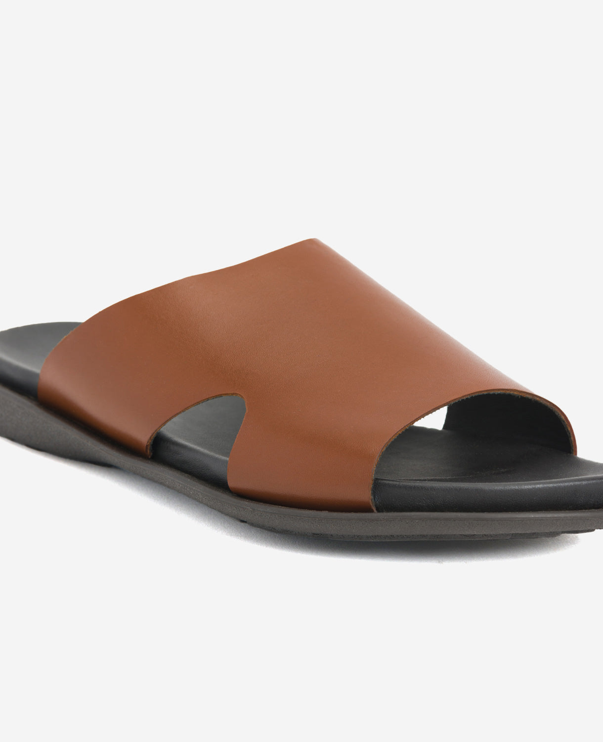 Kenneth Cole Reaction Shoes Sand-Y Beach Leather Slide Sandal sandalo cognac