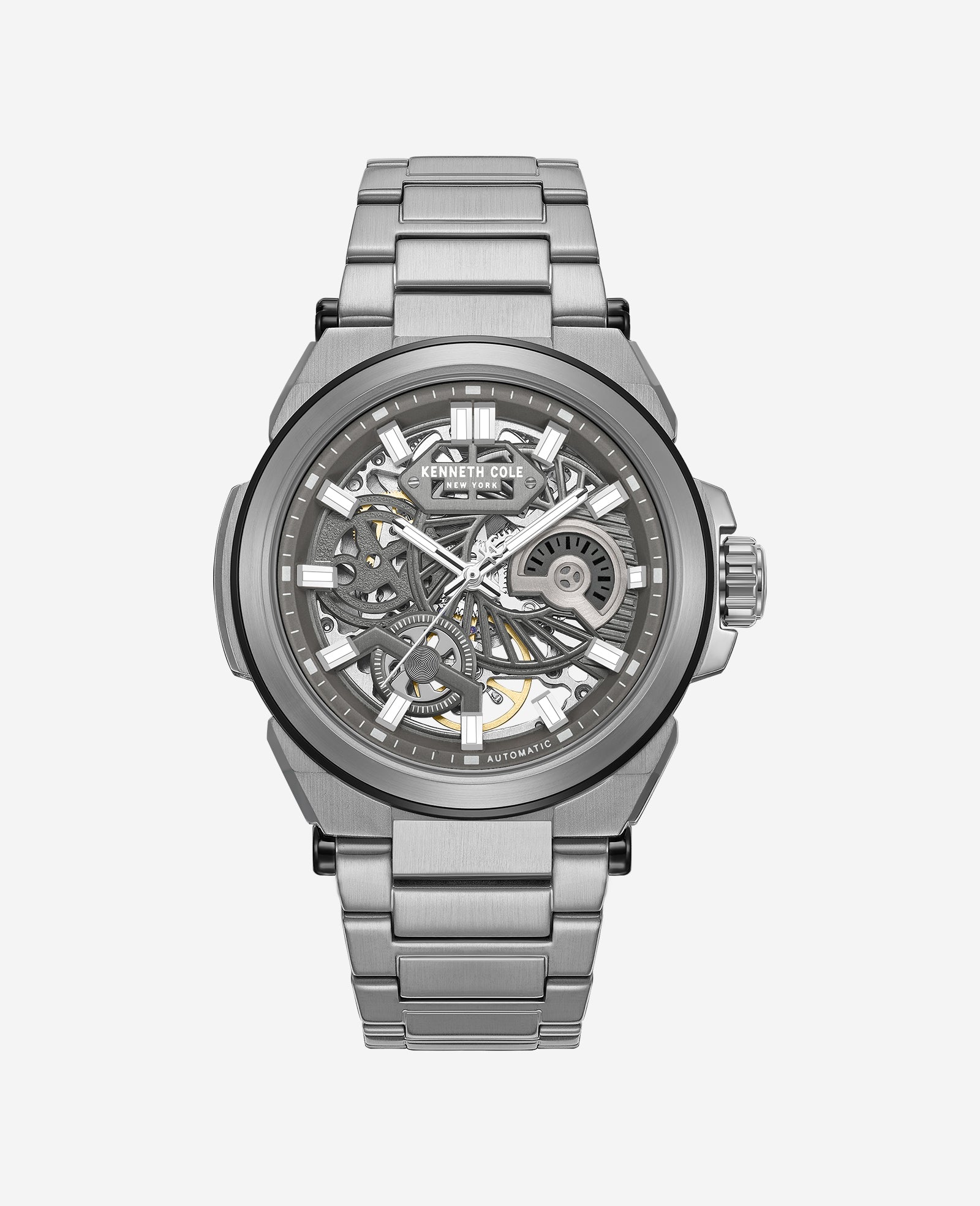 Kenneth Cole Reaction Skeleton Automatic Bracelet Watch orologio automatico grigio scuro
