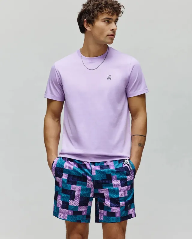 Psycho Bunny Men's Tees Classic Crew Neck Tee B6U014F200 maglietta lavanda cotone Pima