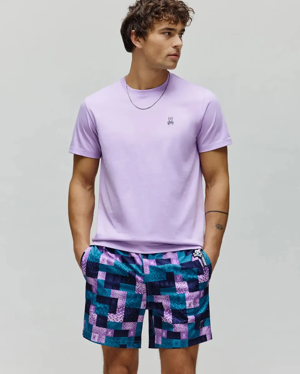 Psycho Bunny Men's Tees Classic Crew Neck Tee B6U014F200 maglietta lavanda cotone Pima