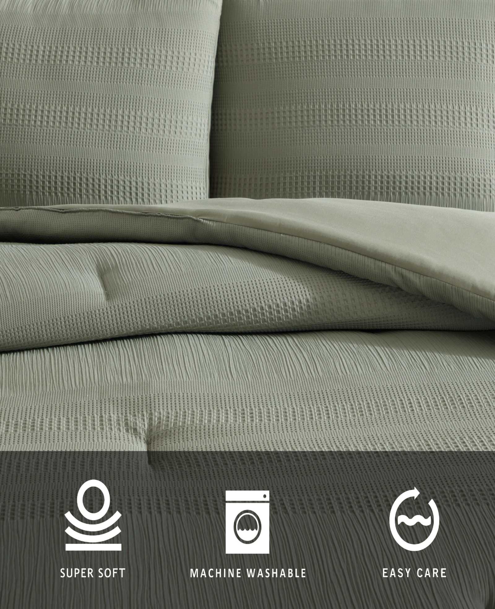 Kenneth Cole Reaction Home & Bedding Variegated Waffle Comforter Set trapunta verde Twin