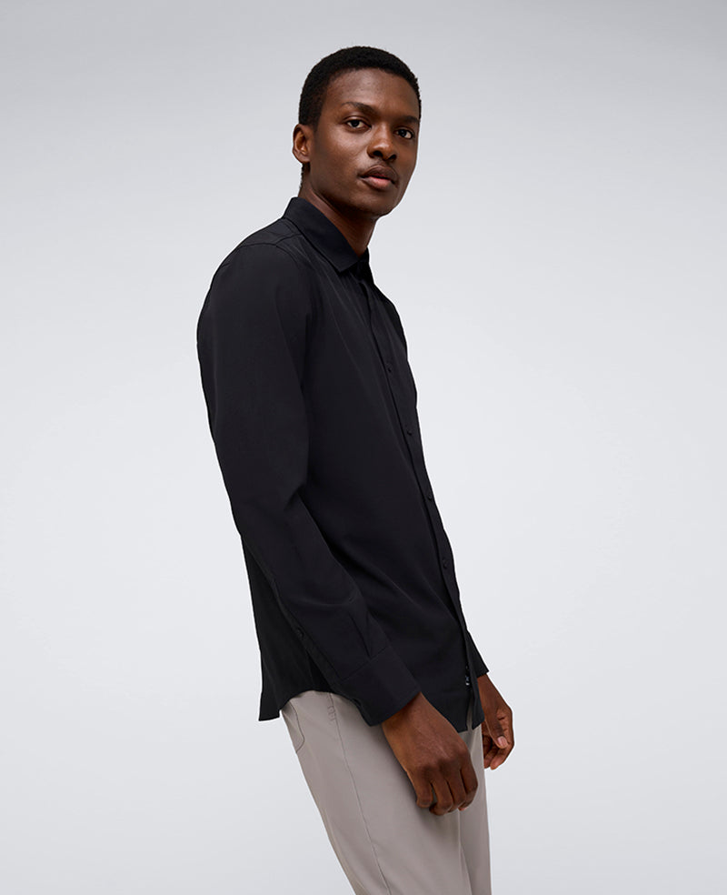 Kenneth Cole Reaction Clothing Performance Slim Fit Button Down Shirt camicia nera