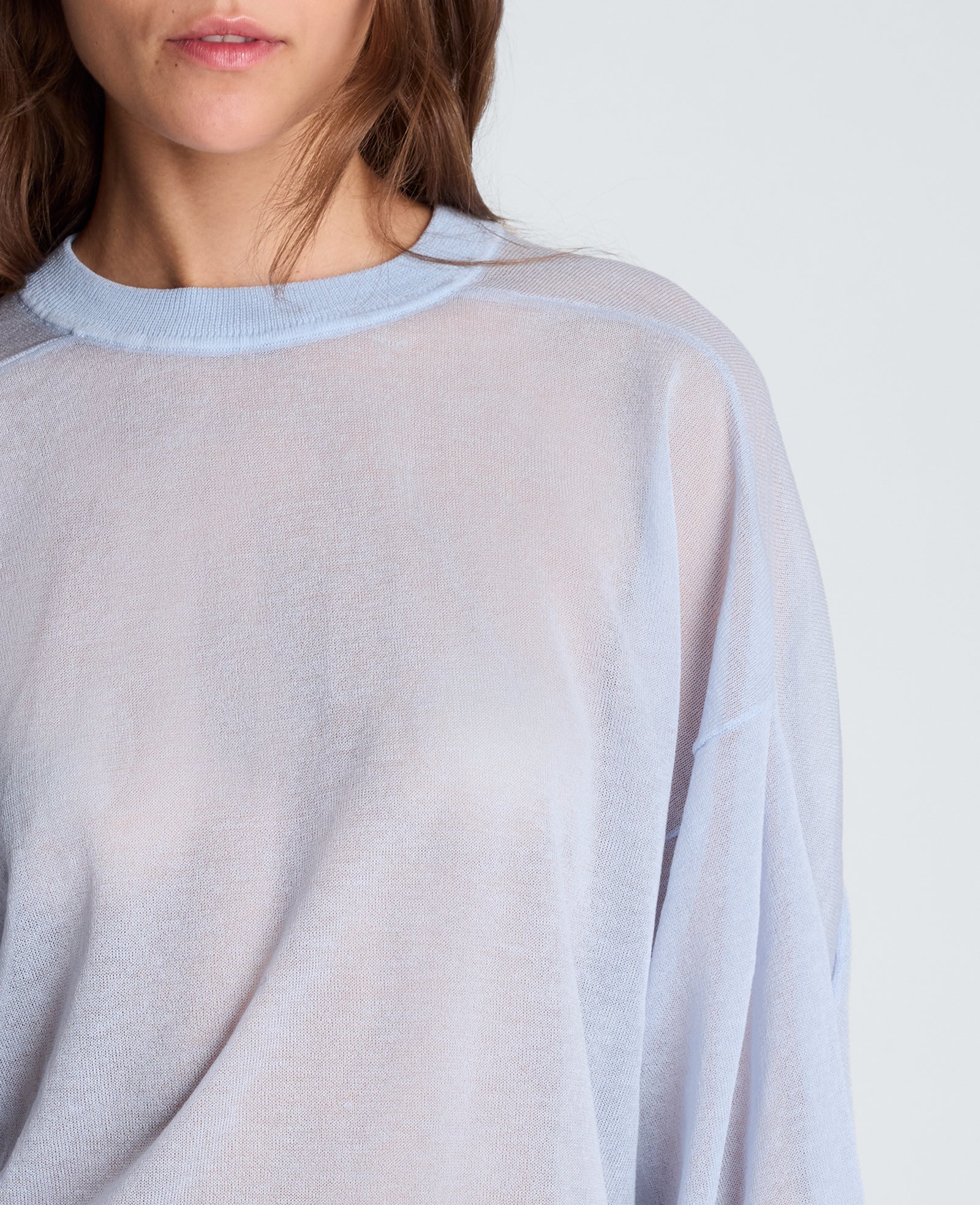Kenneth Cole Reaction Clothing Sheer Crew Neck Sweatshirt felpa blu Serene Blue XS leggera