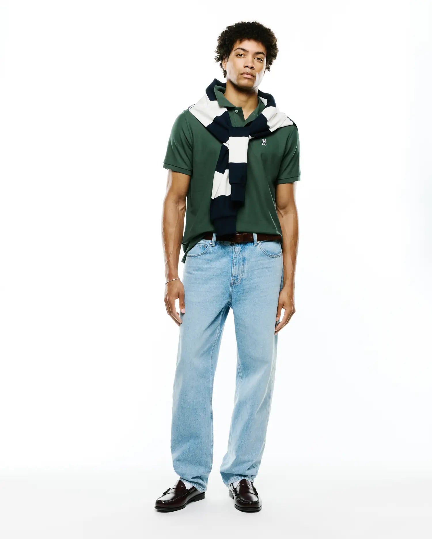 Psycho Bunny Men's Polos Classic Pique Polo B6K001F200 polo verde in piqué
