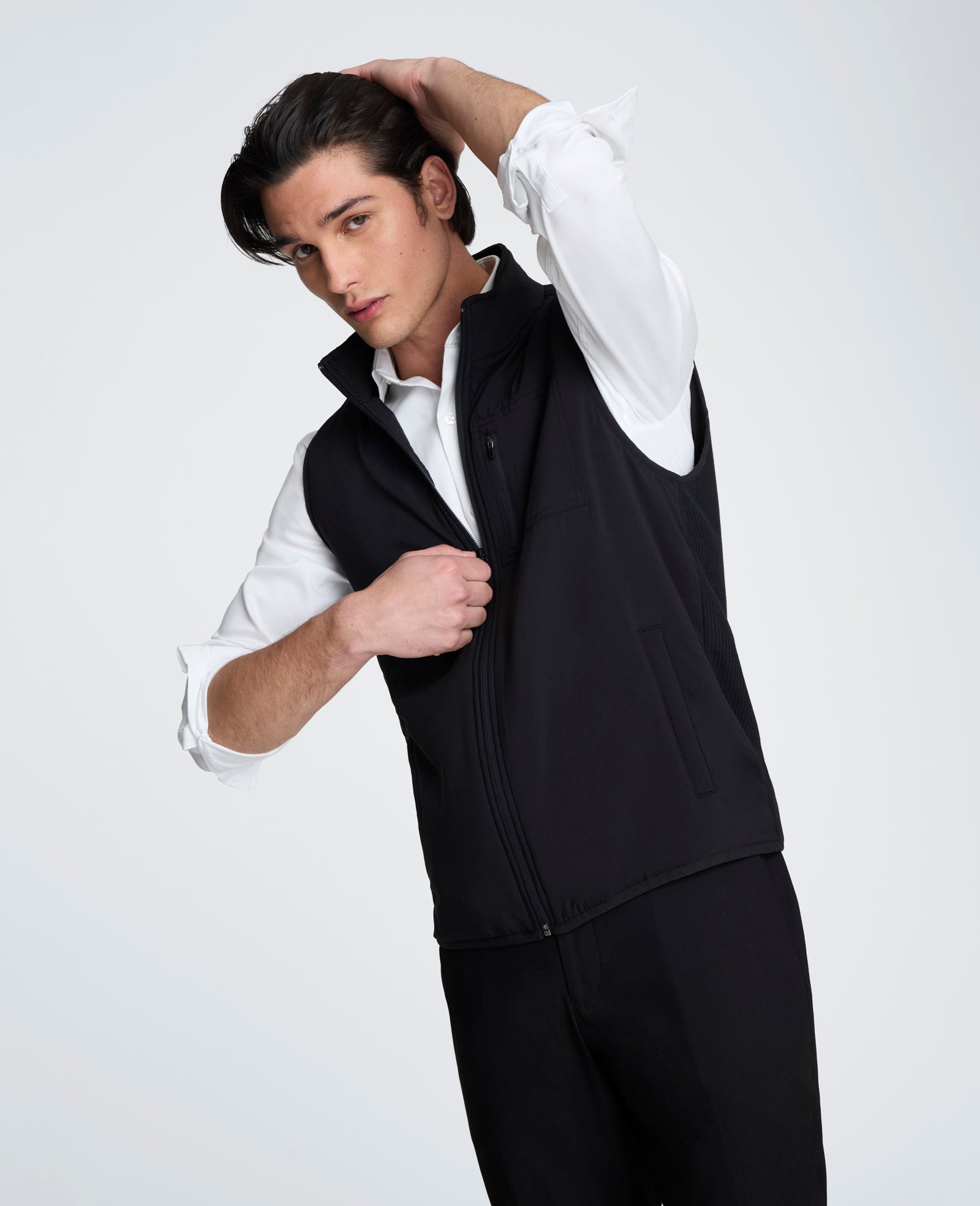 Kenneth Cole Reaction Mixed Media Vest gilet nero leggero imbottito