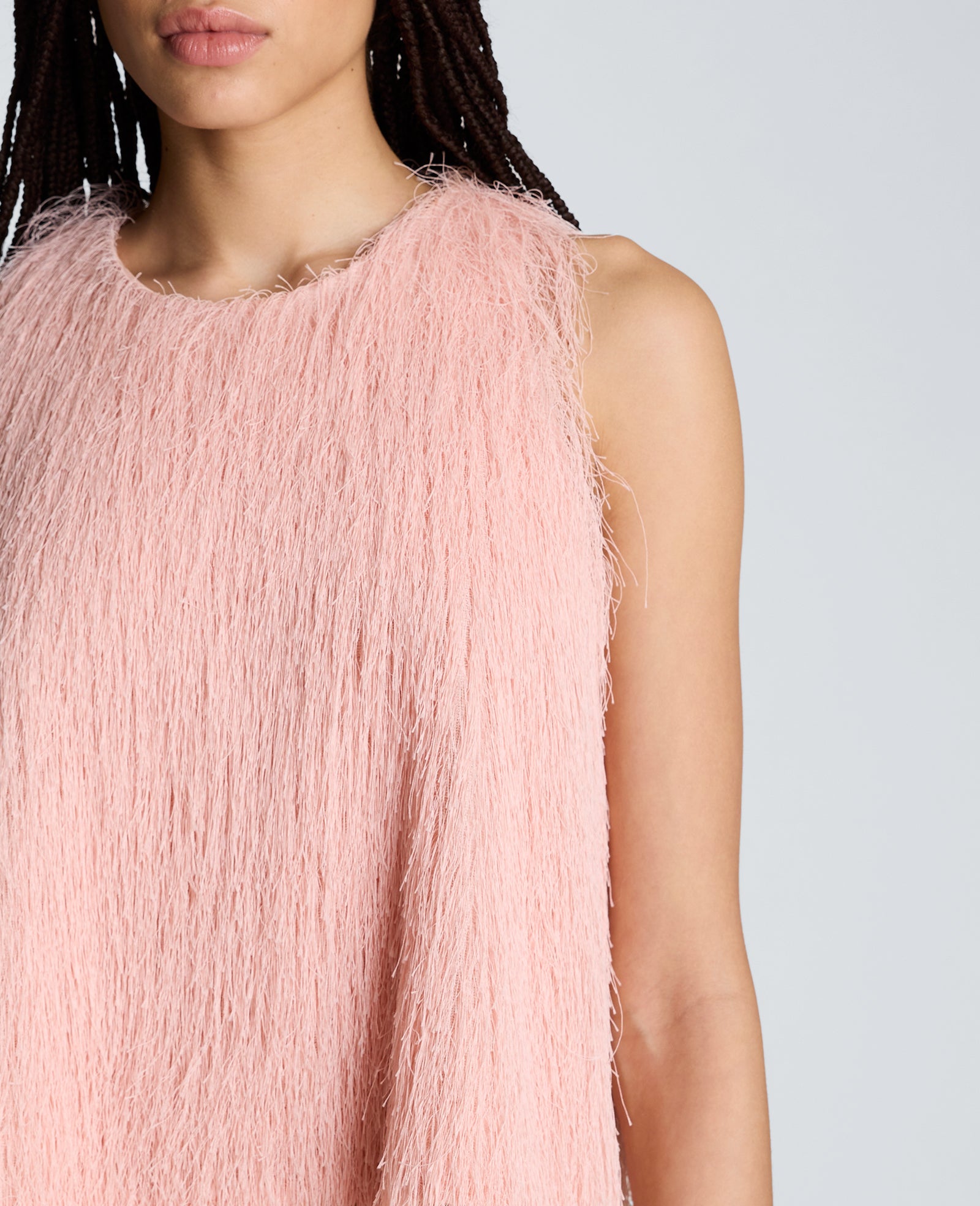 Kenneth Cole Reaction Clothing Feather Swing Tank canotta Pink Vapor in maglia effetto piuma