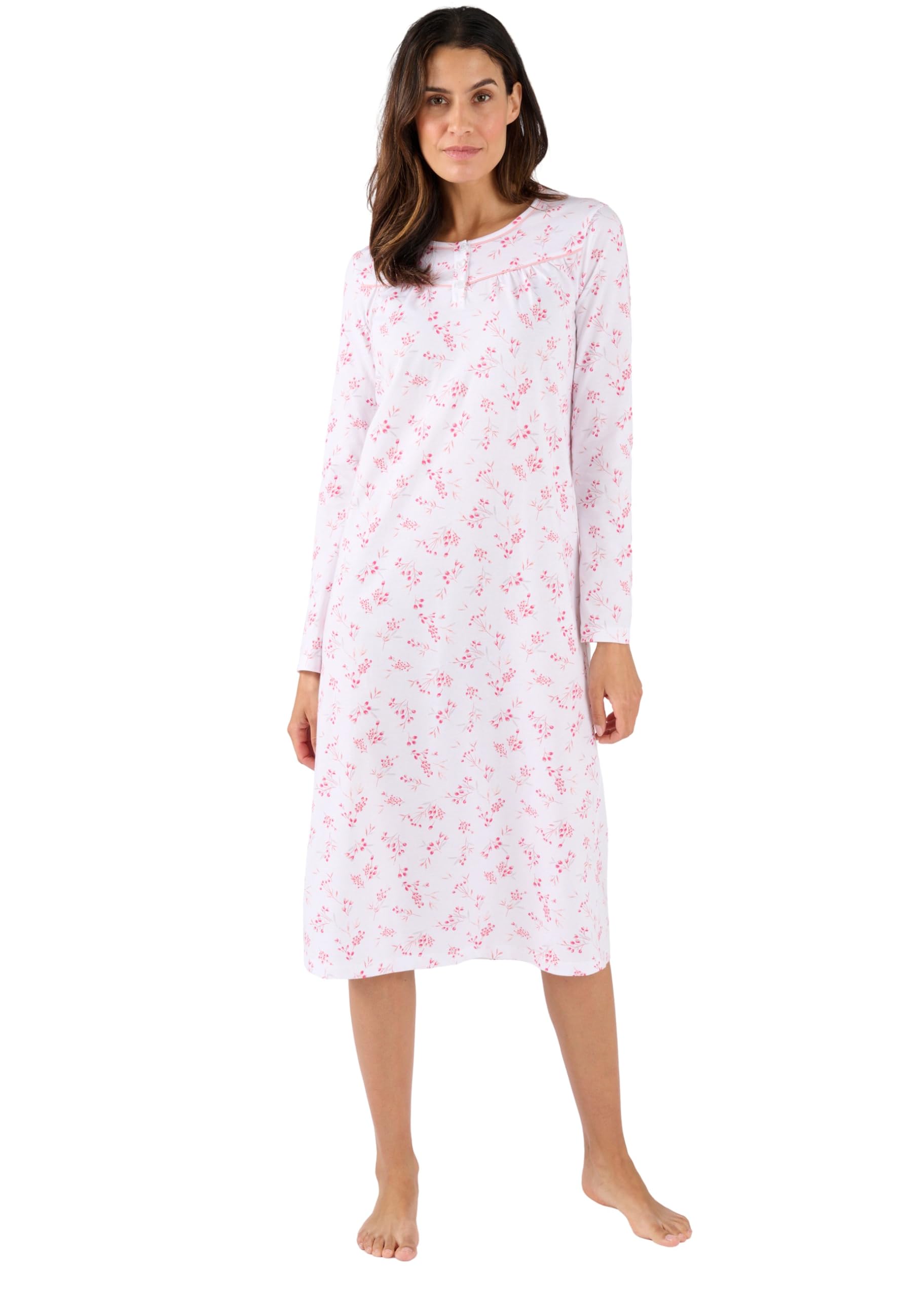 Damart Homewear Camicia da Notte Maglia Puro Cotone donna rosa fiorito XS