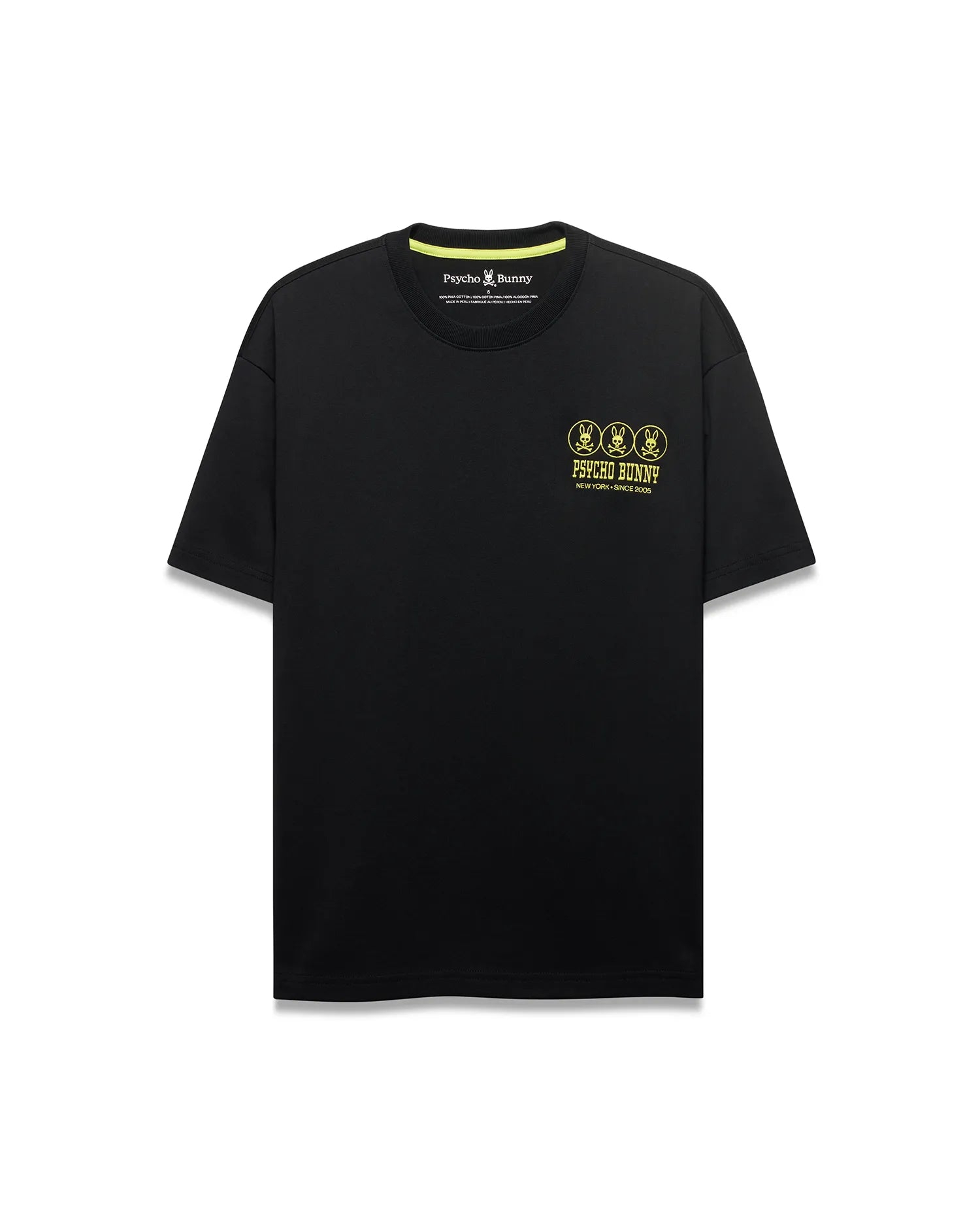 Psycho Bunny Men's Tees Nathaniel Oversized Pima Tee maglietta nera in cotone Pima