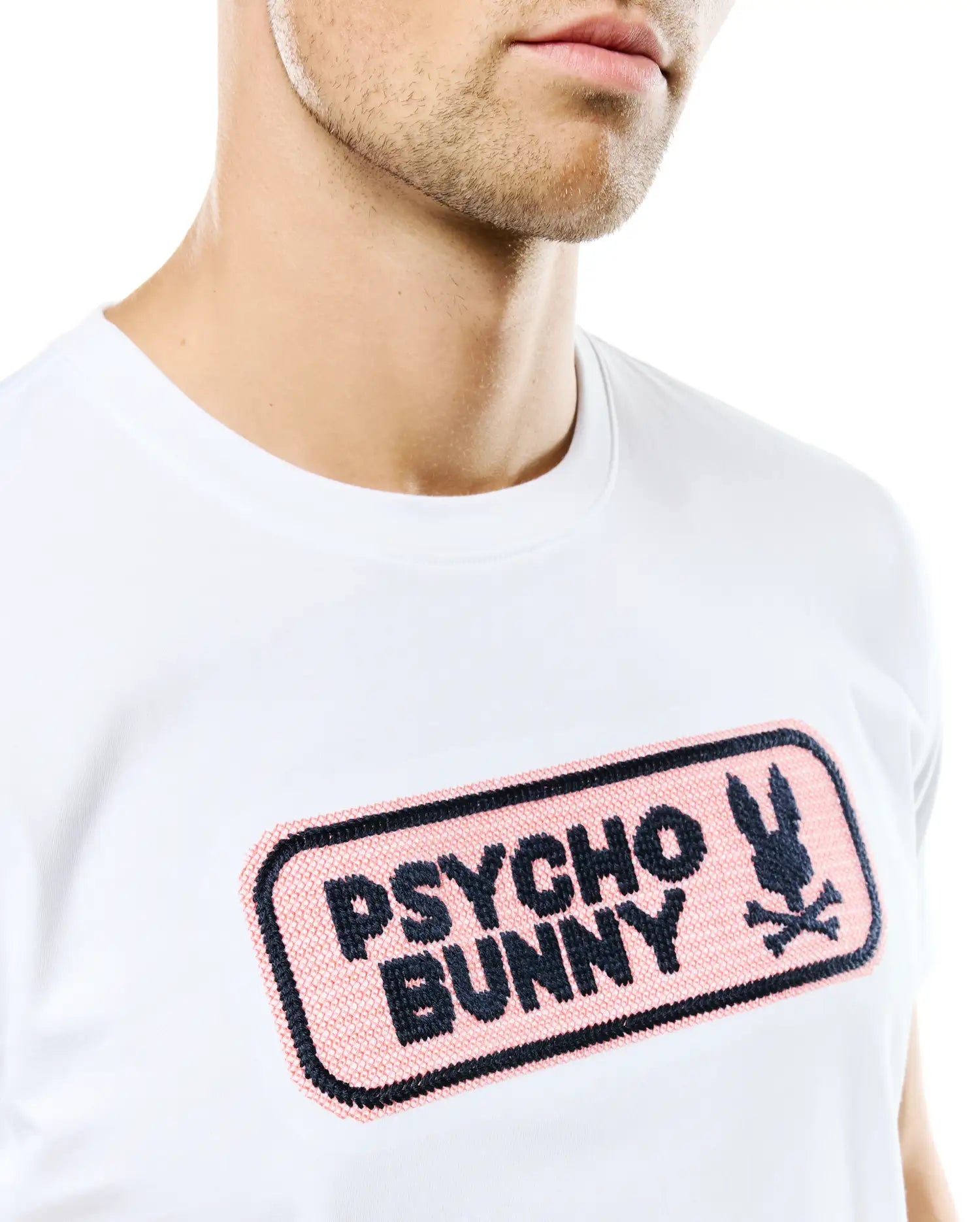 Psycho Bunny Men's Tees Samson Wordmark Graphic Tee t-shirt White in cotone Pima