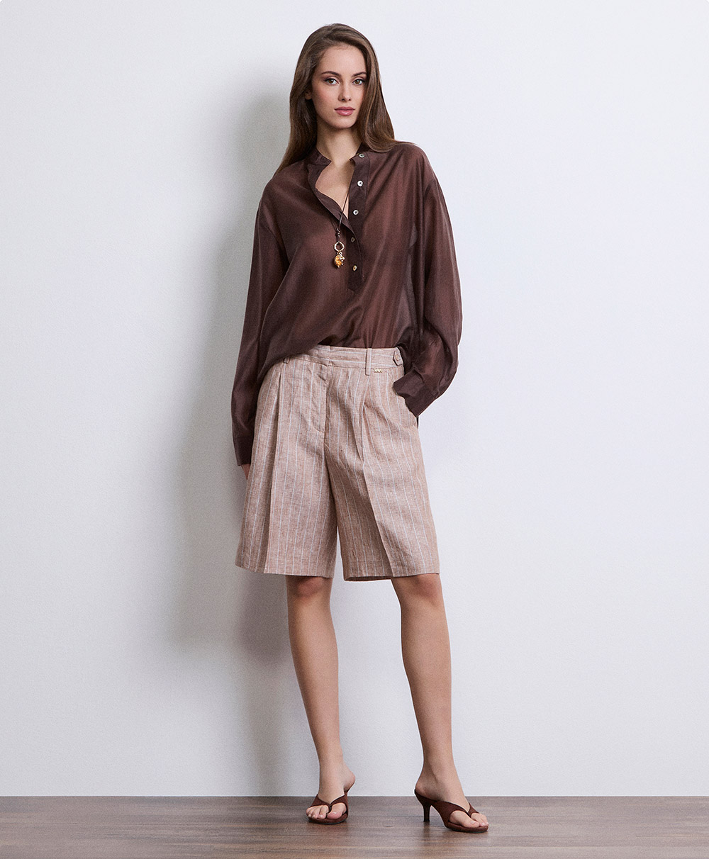 Markup Donna Gonne & Short Bermuda in lino gessato bermuda