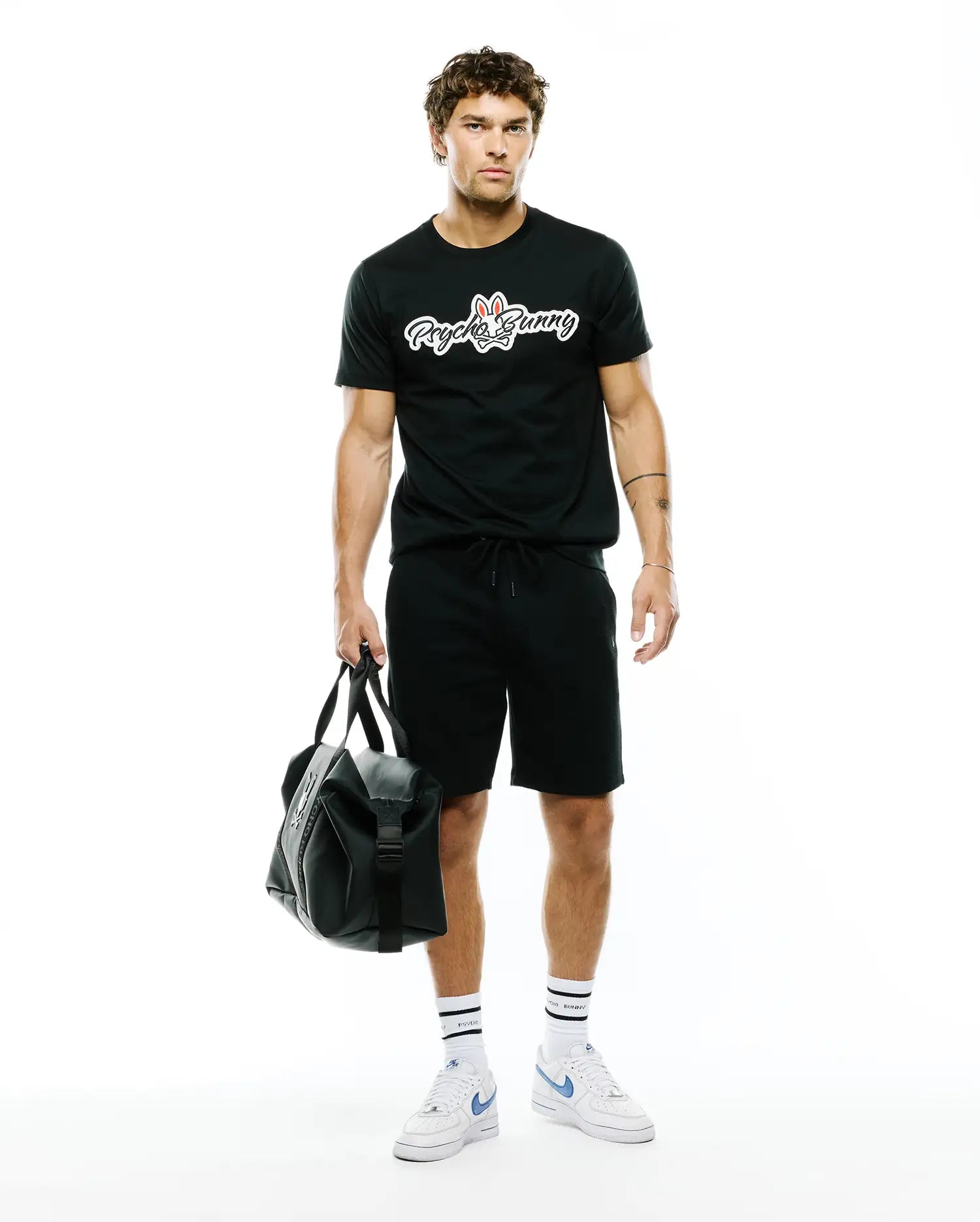 Psycho Bunny Men's Tees Jaydon Pima Cotton Logo Tee maglietta nera Pima