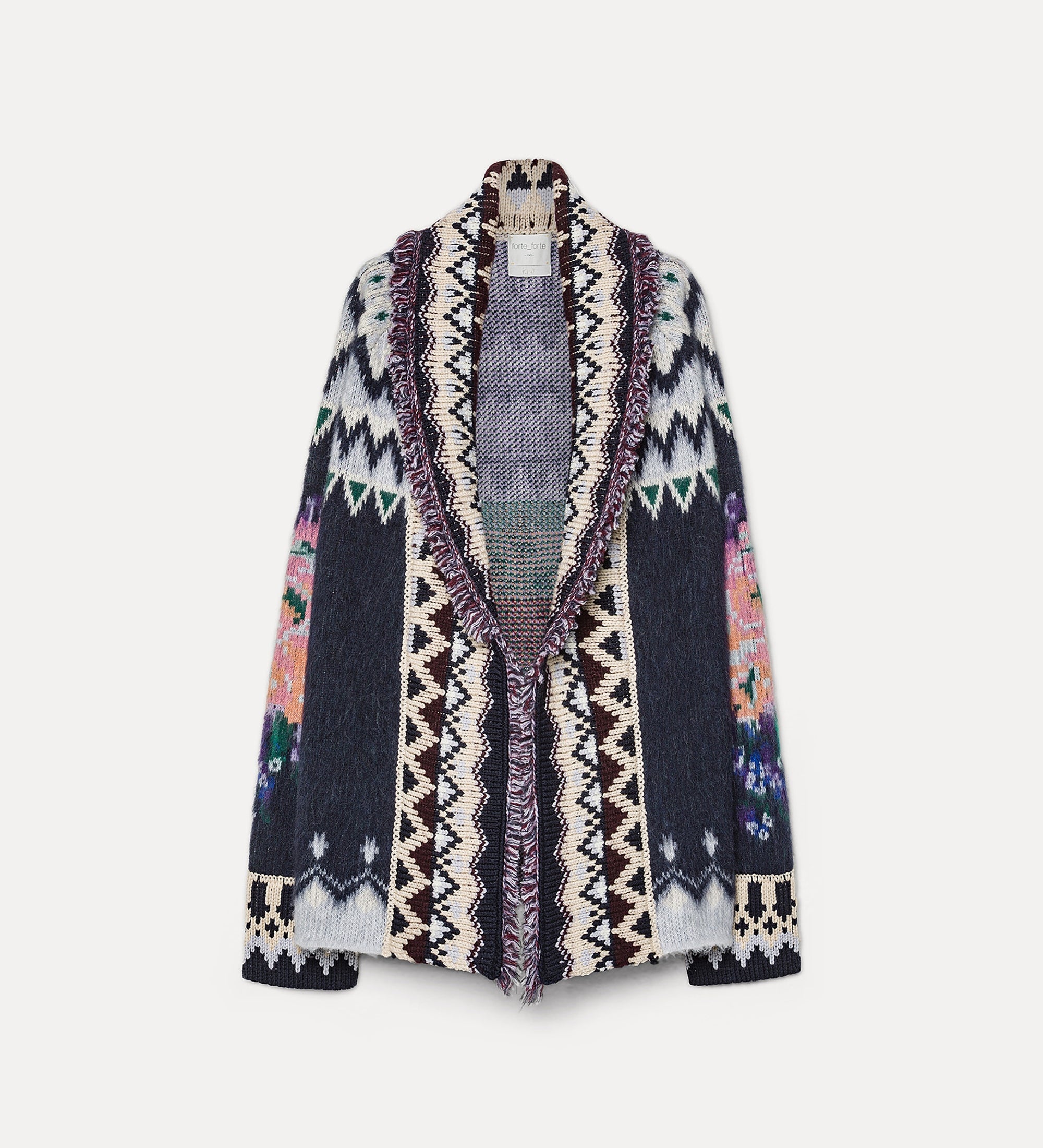 Forte maglieria “the highlands garden” oversized jacquard cardigan nero caldo