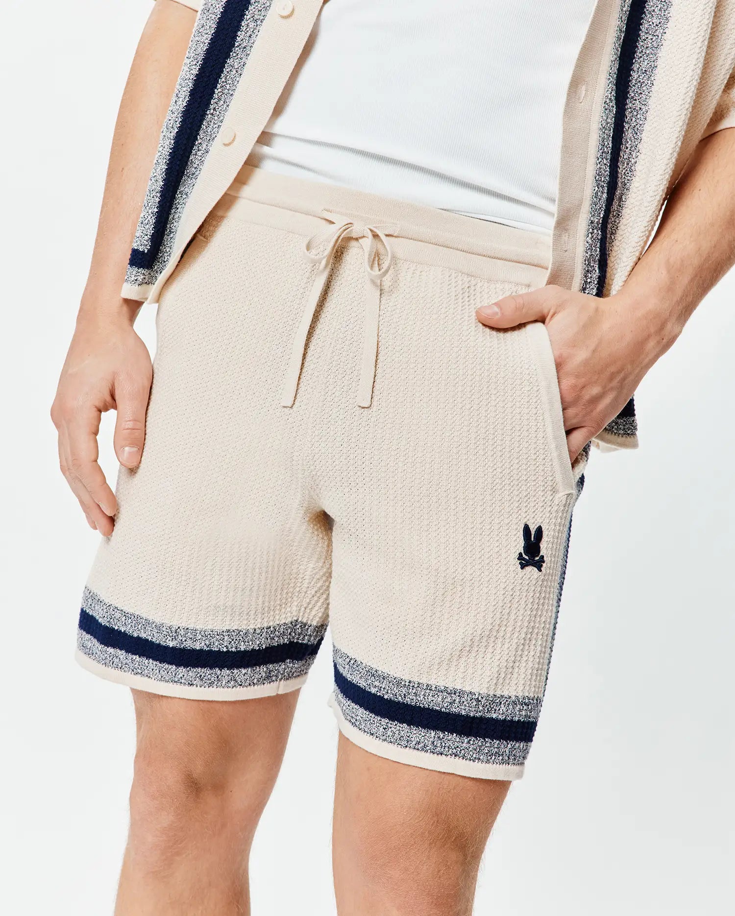 Psycho Bunny Men's Shorts Giles Knit Short 7" shorts beige cotone