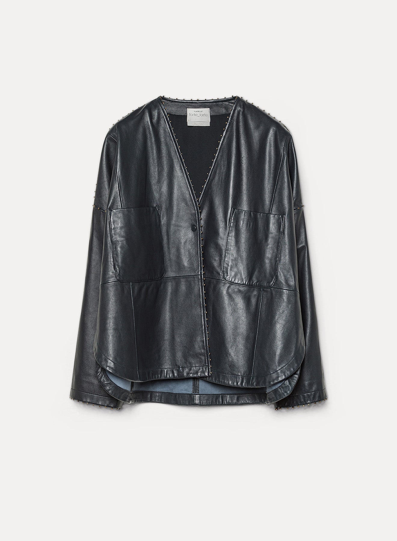 Forte capispalla e kimono beaded nappa leather kimono jacket giacca petrolio in pelle