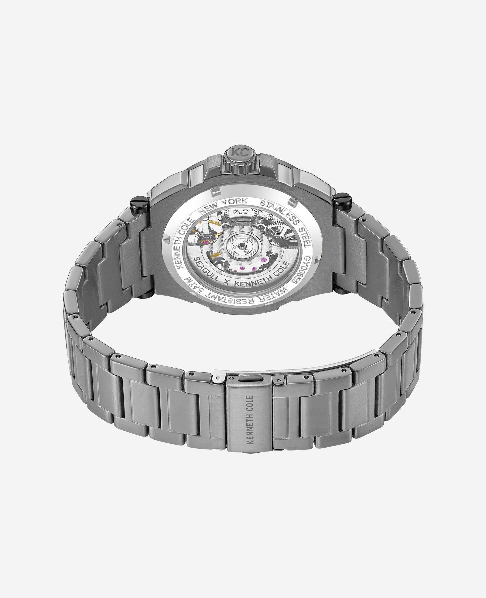 Kenneth Cole Reaction Skeleton Automatic Bracelet Watch orologio automatico grigio scuro