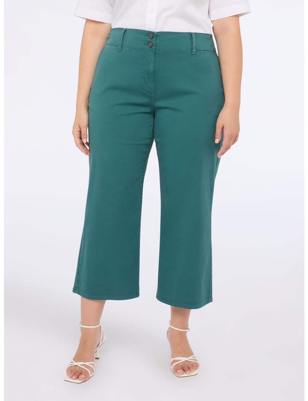 Fiorella Rubino Pantaloni Pantaloni Cropped in Misto Cotone 46 Plus, 48 Plus e 50 Plus