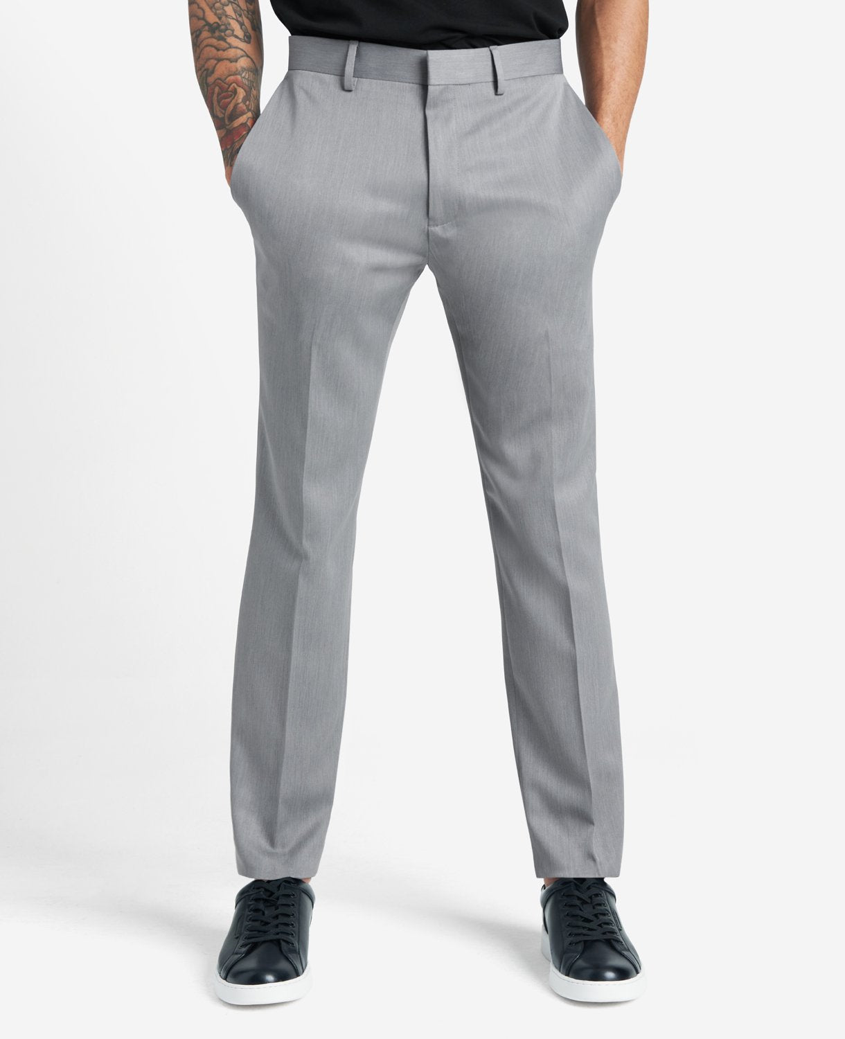 Kenneth Cole Reaction Clothing Slim-Fit Stretch Dress Pant pantaloni eleganti grigio mélange