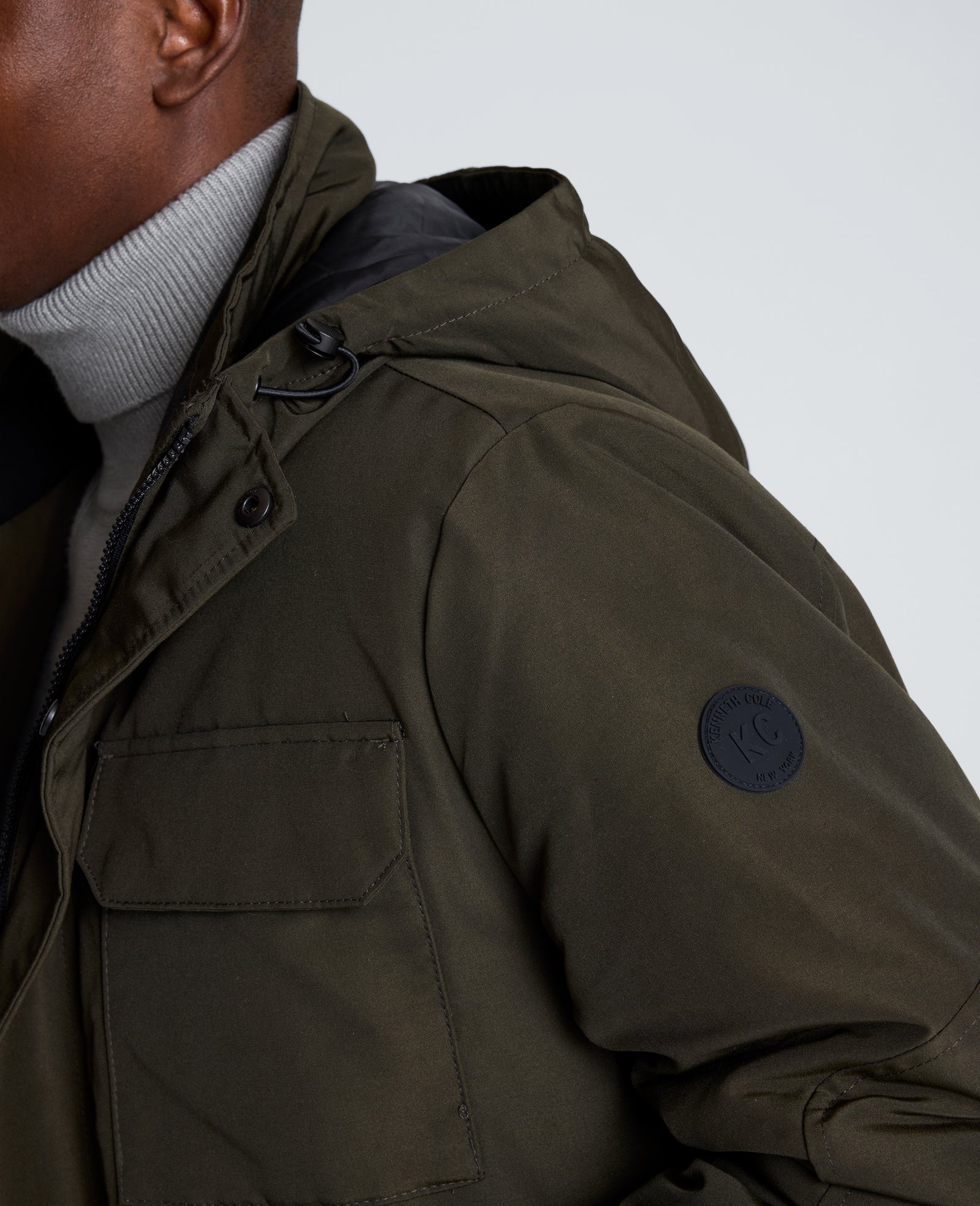 Kenneth Cole Reaction Clothing Oxford Patch Pocket Parka parka verde S-XL imbottito