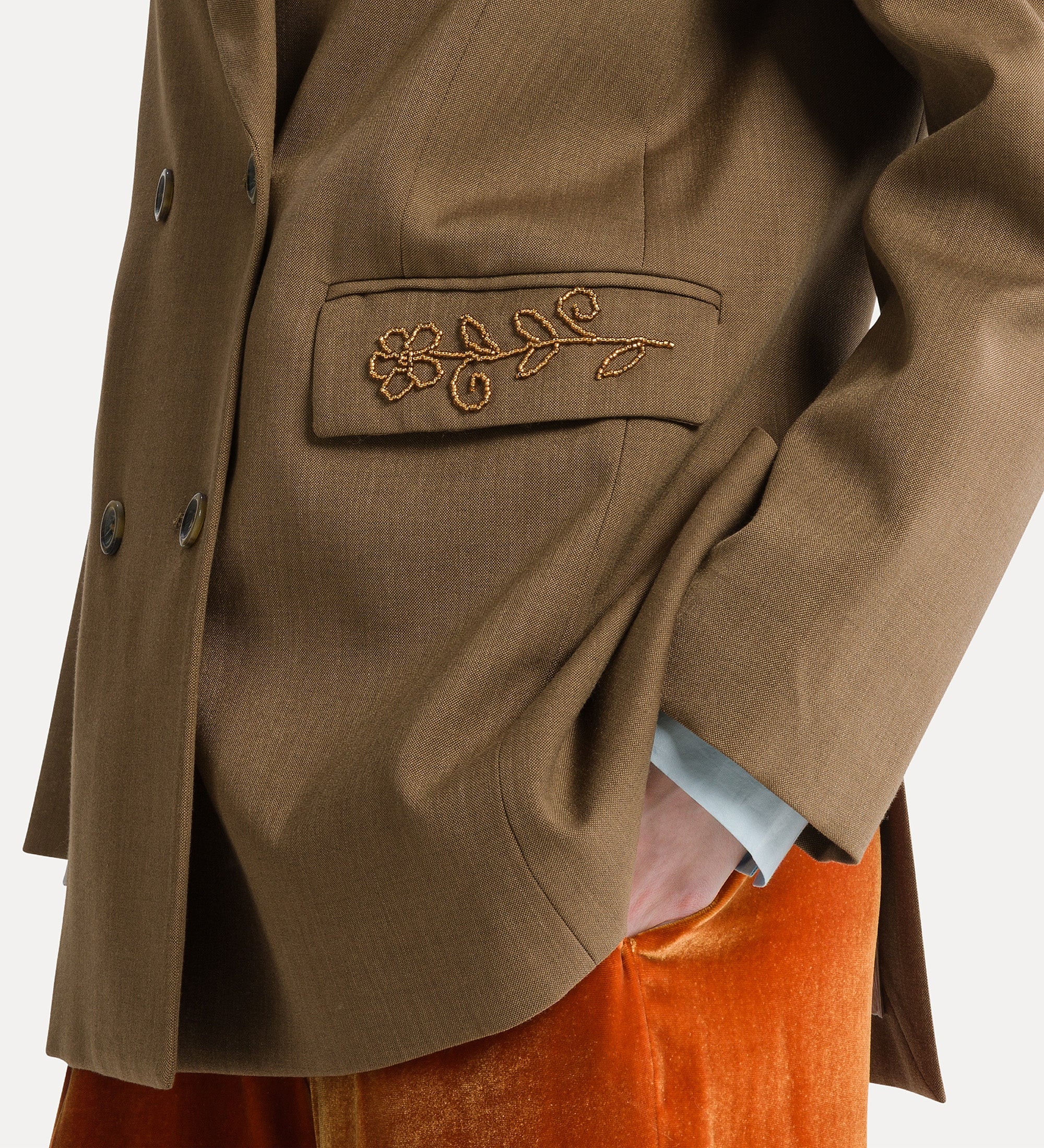Forte giacche jacket with “the queen's beads” hand embroidery giacca giallo oro