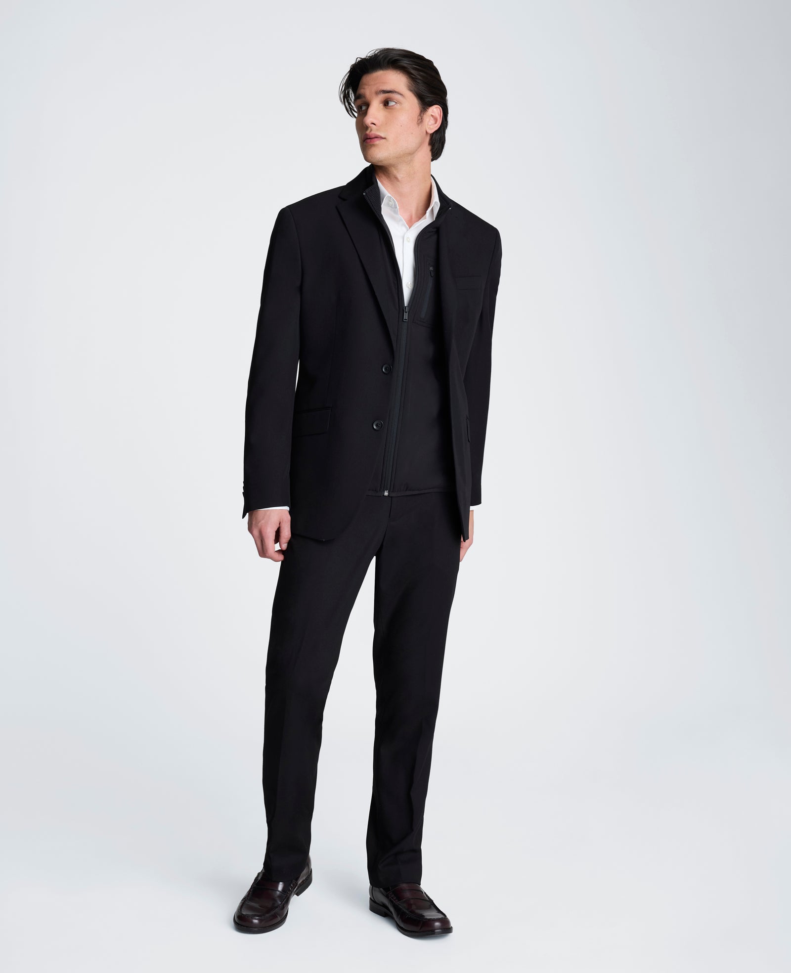 Kenneth Cole Reaction Clothing Slim-Fit Stretch Suit Separate Jacket giacca nera 34S elasticizzata