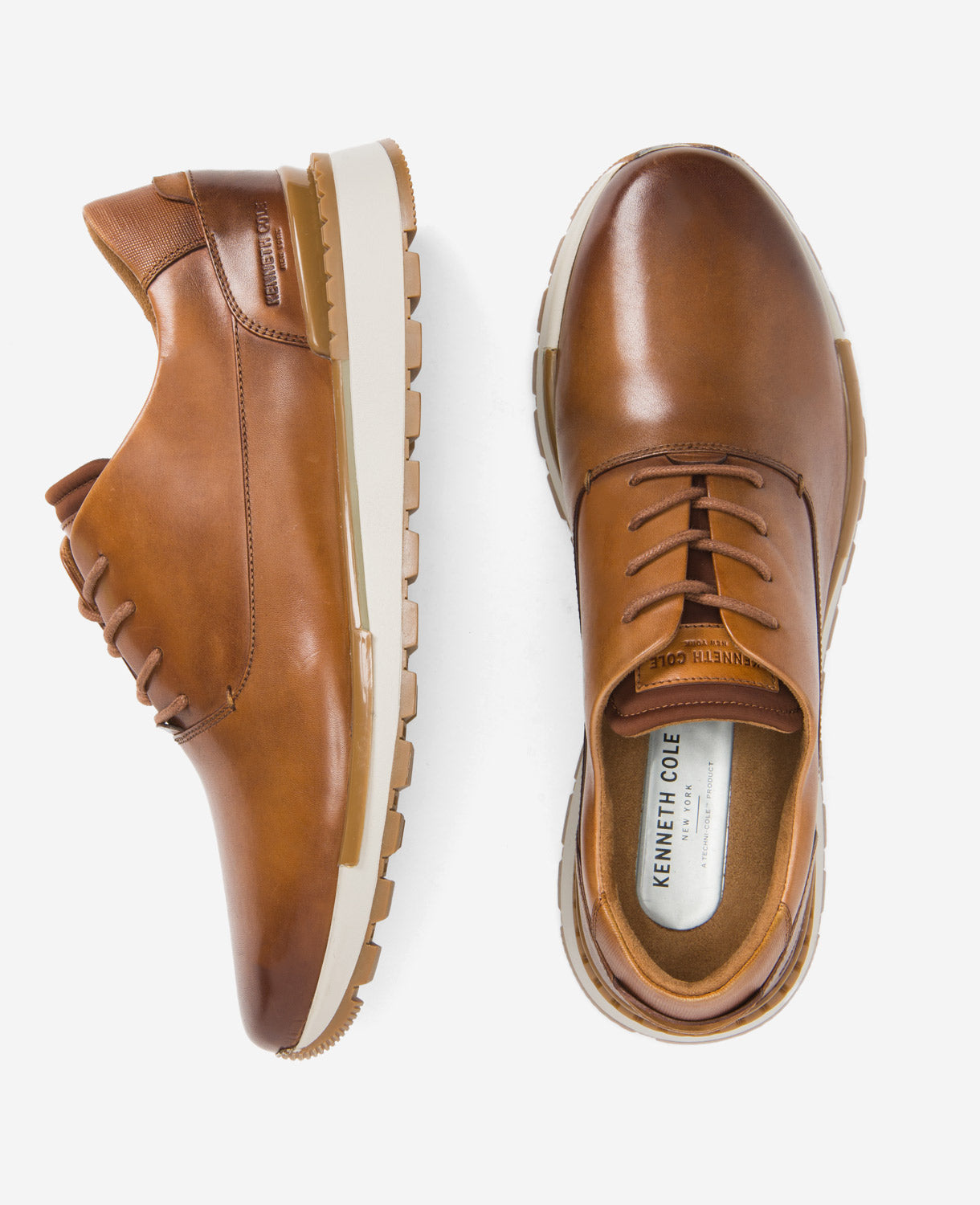 Kenneth Cole Reaction Shoes Kev Leather Lace-Up with TECHNI-COLE scarpe cognac