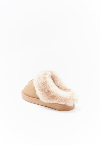 Damart Calzature Mules donna marroni con fodera in pelliccia sintetica