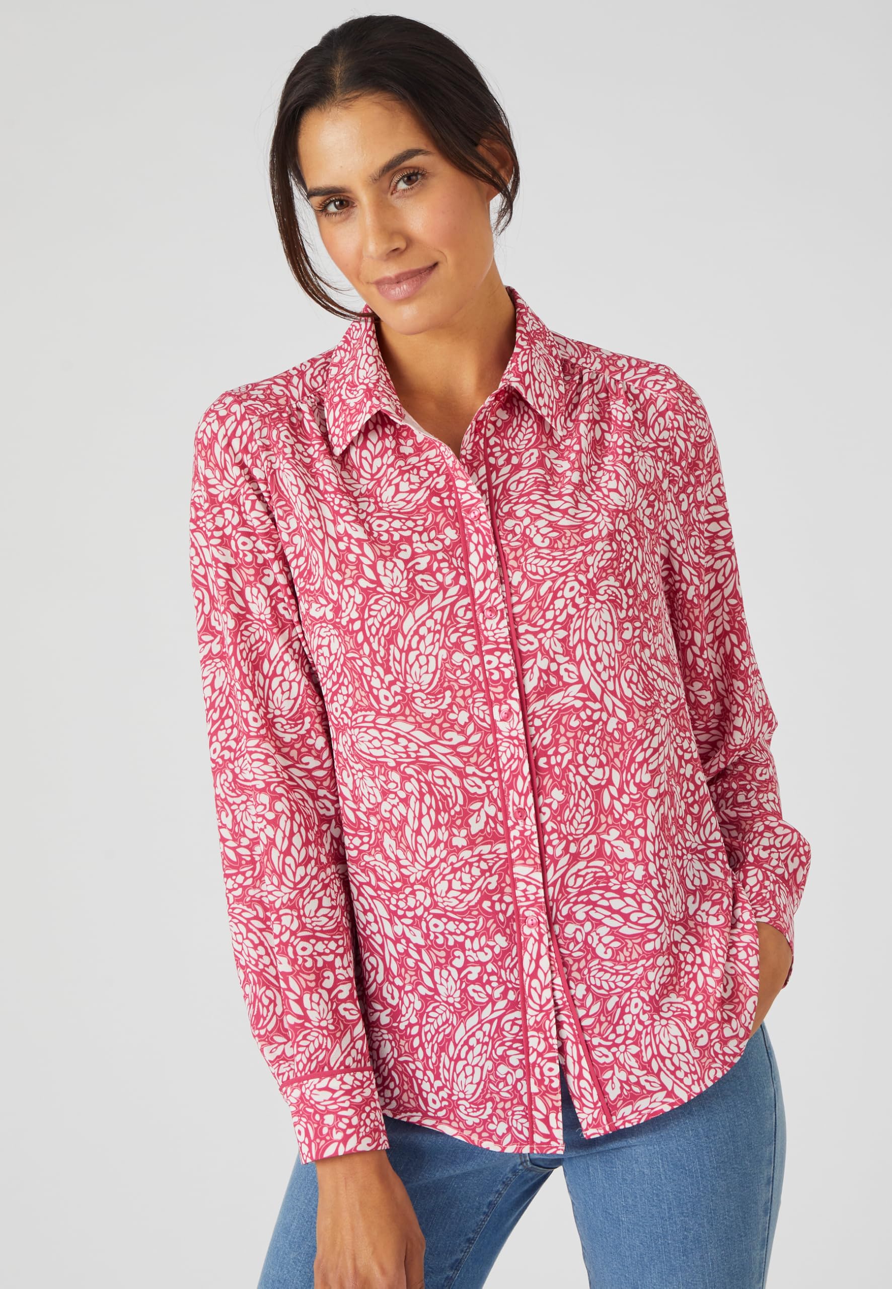 Damart Prêt-à-porter Camicetta Crepe Strutturata donna stampa fogliame