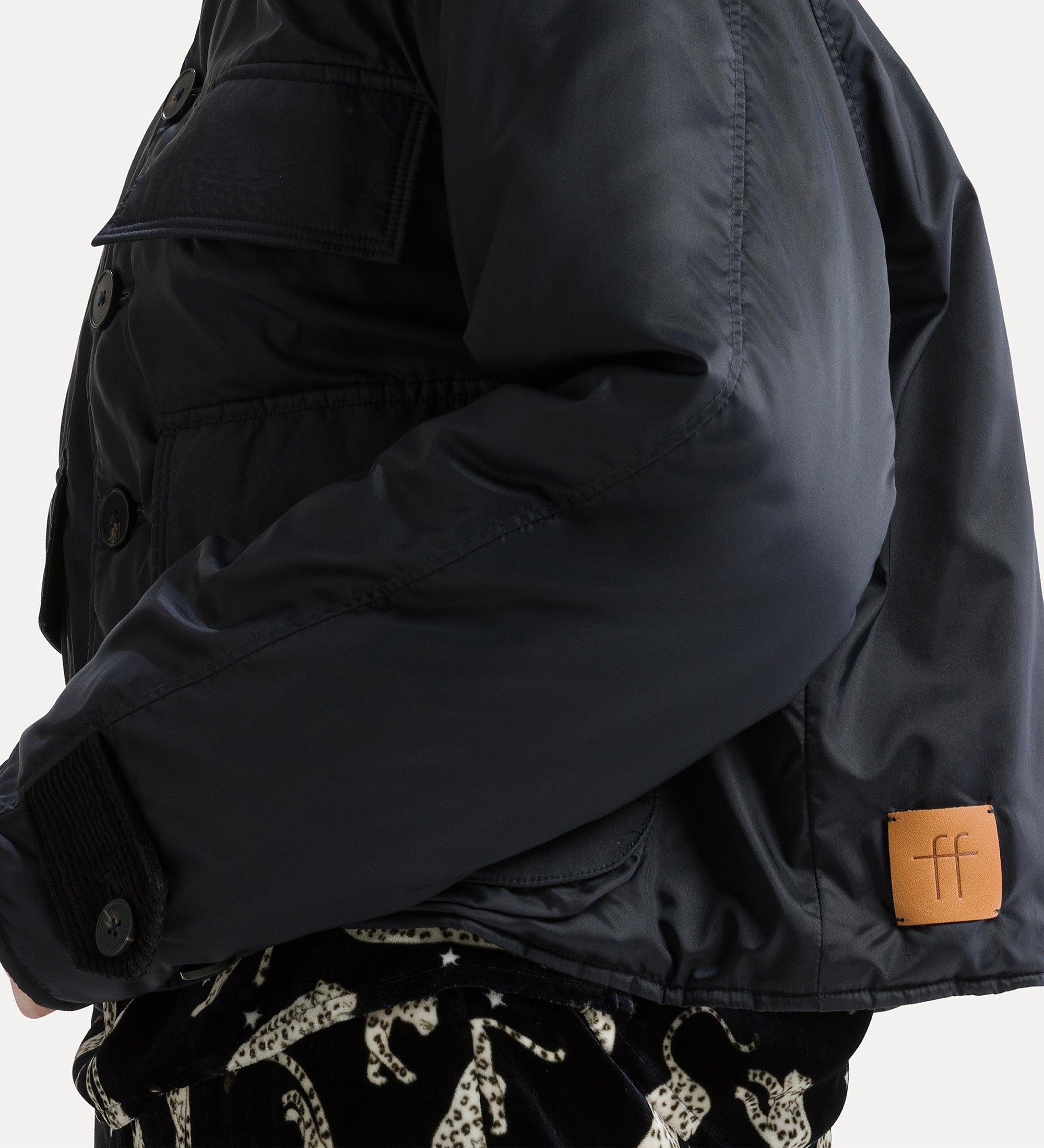 Forte giacca British cropped in nylon nera
