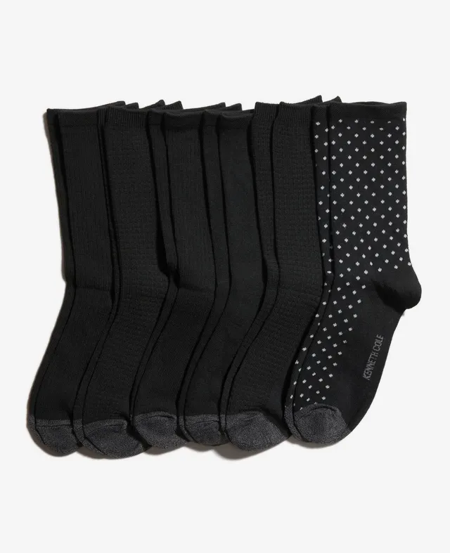 Kenneth Cole Reaction Clothing Tiny Dot Crew Socks calze nere 6 paia supporto arco
