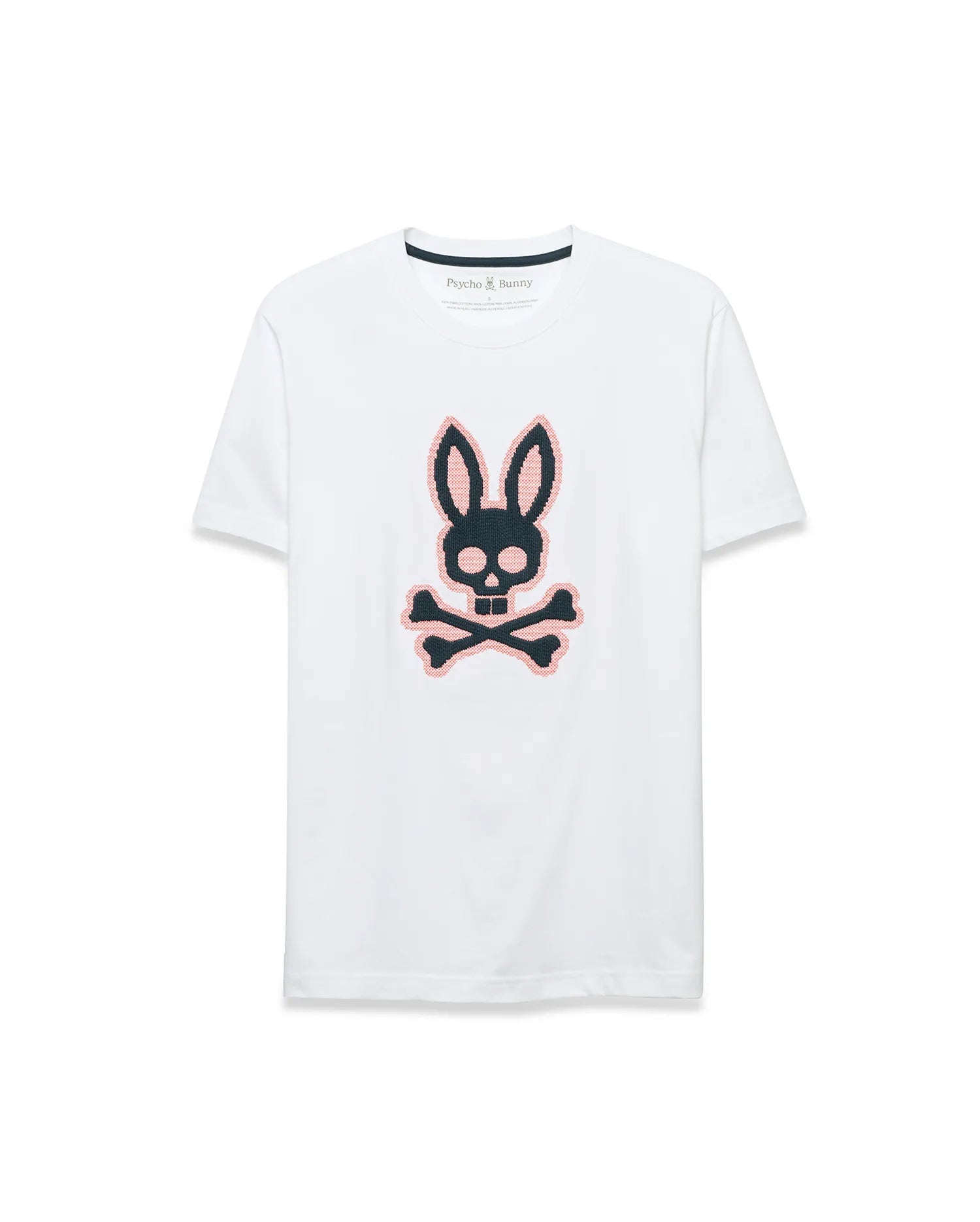 Psycho Bunny Men's Tees Samson T-shirt uomo bianca ricamata