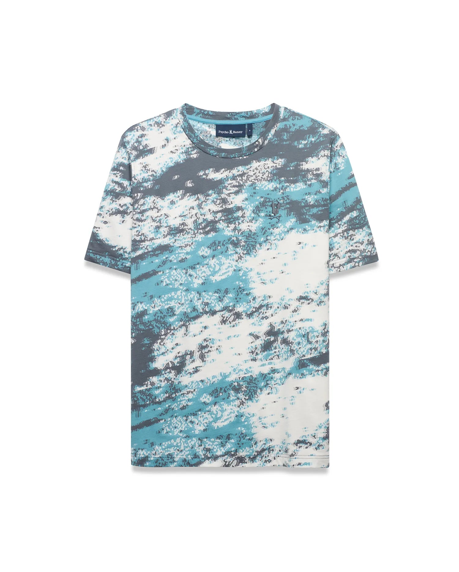 Psycho Bunny Men's Tees Alfie All-Over Jacquard T-shirt blu cotone