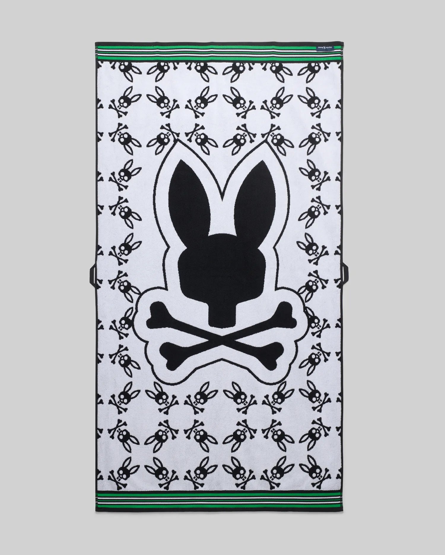 Psycho Bunny Accessories ALL OVER BUNNY TOWEL MO1700041 asciugamano nero in cotone