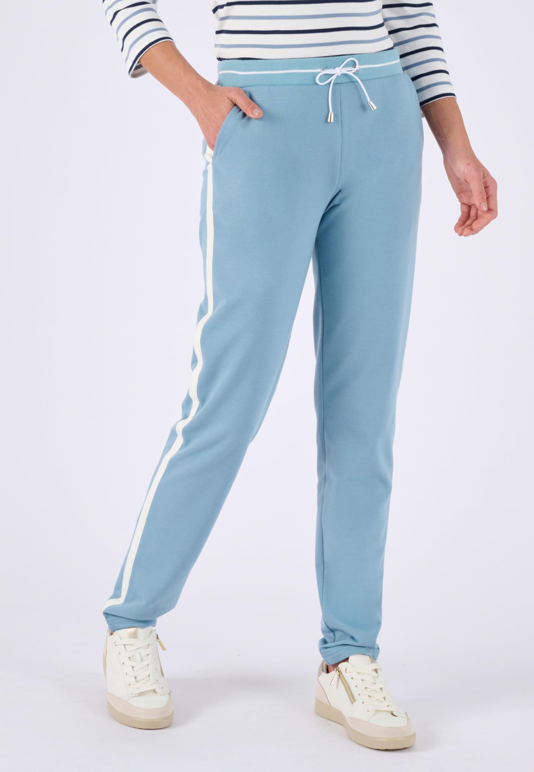 Damart Prêt-à-porter Pantaloni Relax Indoor con fibbie Blu Grigio 50-52 aderenti
