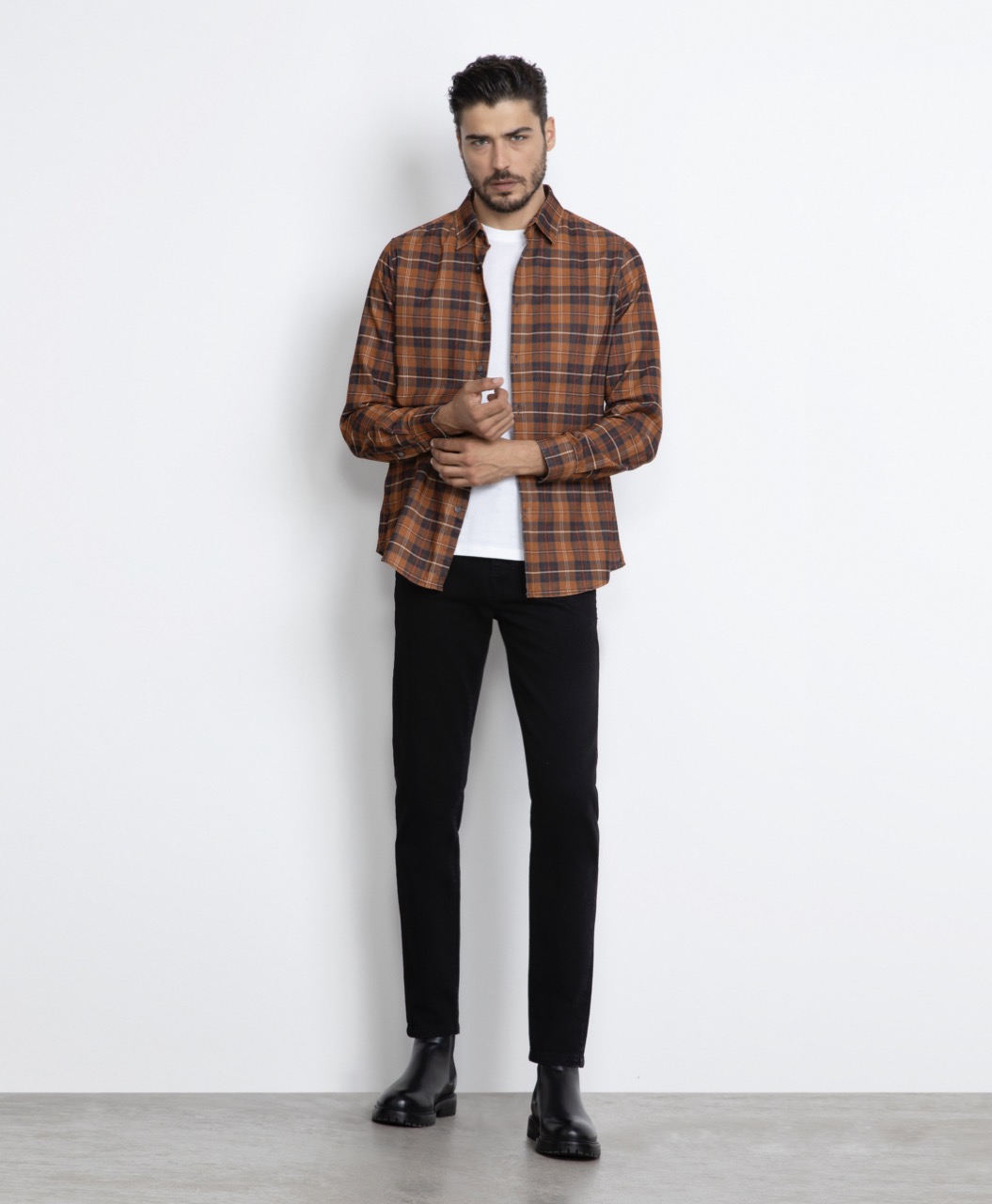 Markup Uomo Camicie Camicia in velluto stampa check
